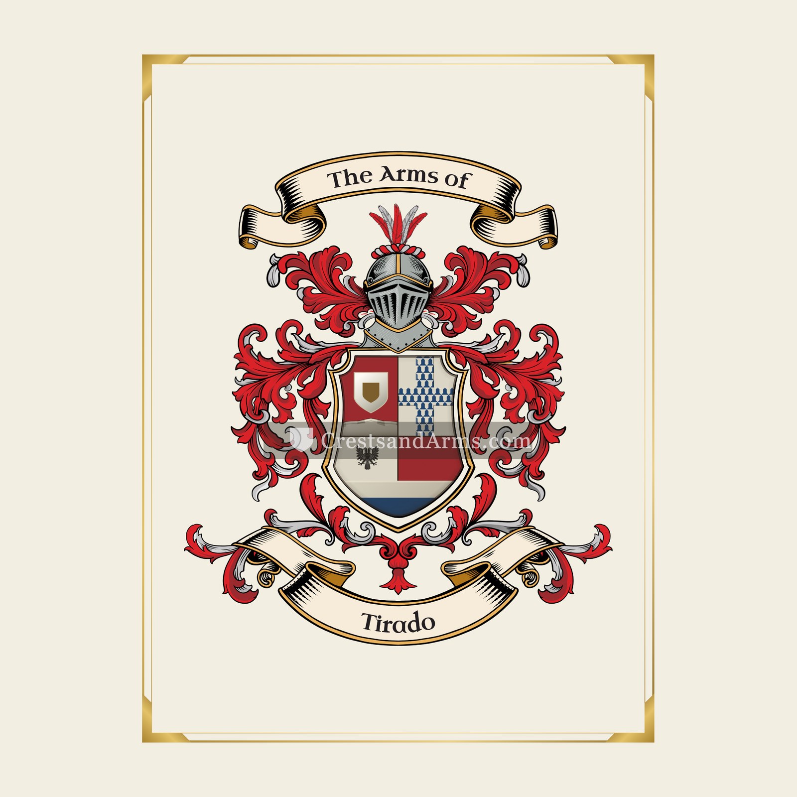 With gold border