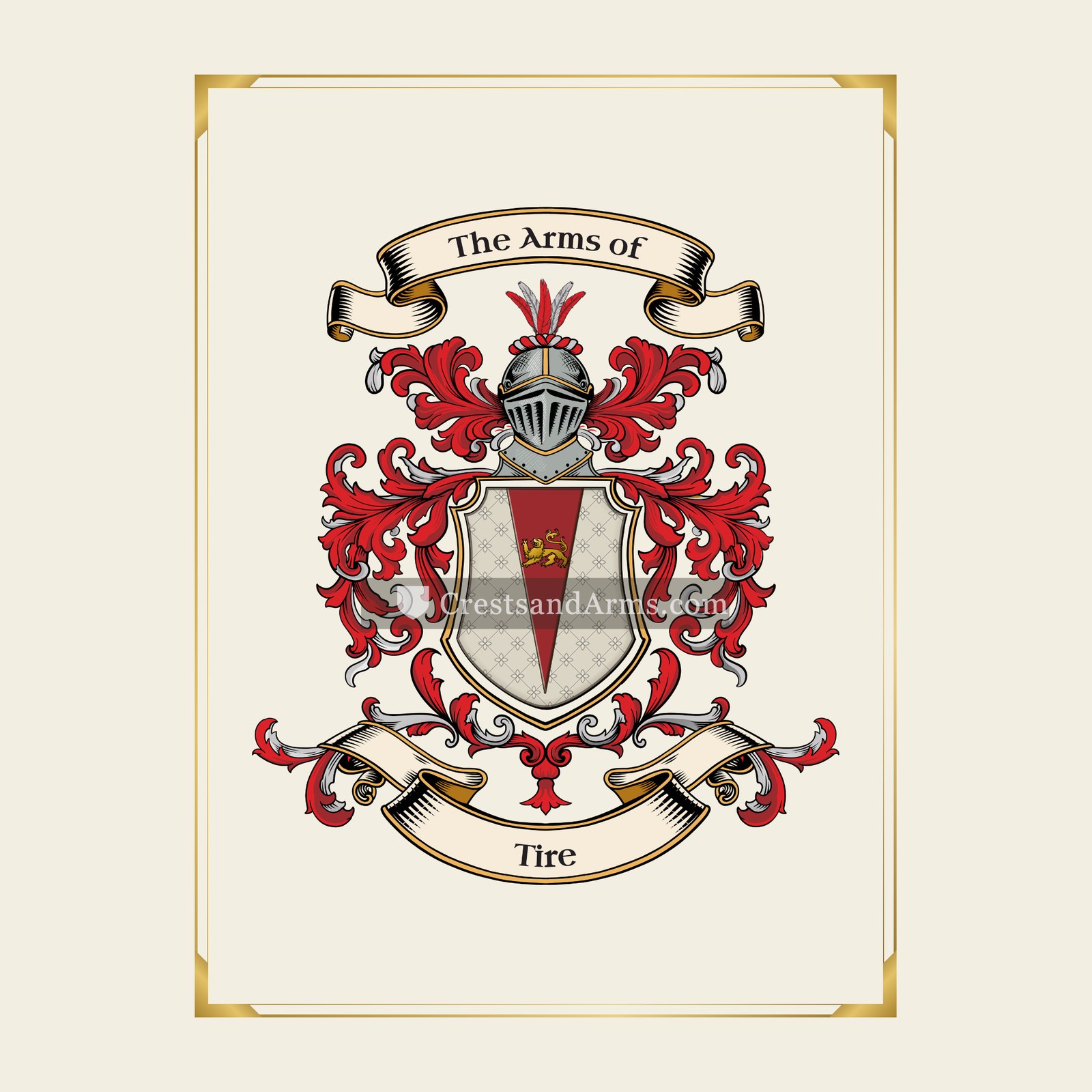 With gold border