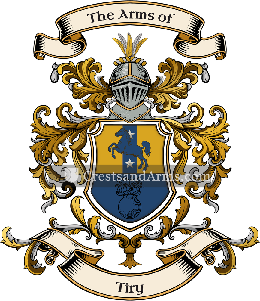 The Tiry coat of arms, drawn from the recorded blazon