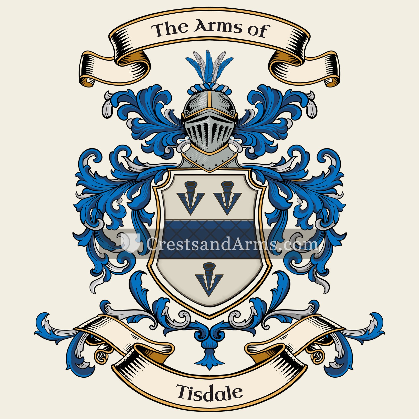 The Tisdale coat of arms, drawn from the recorded blazon
