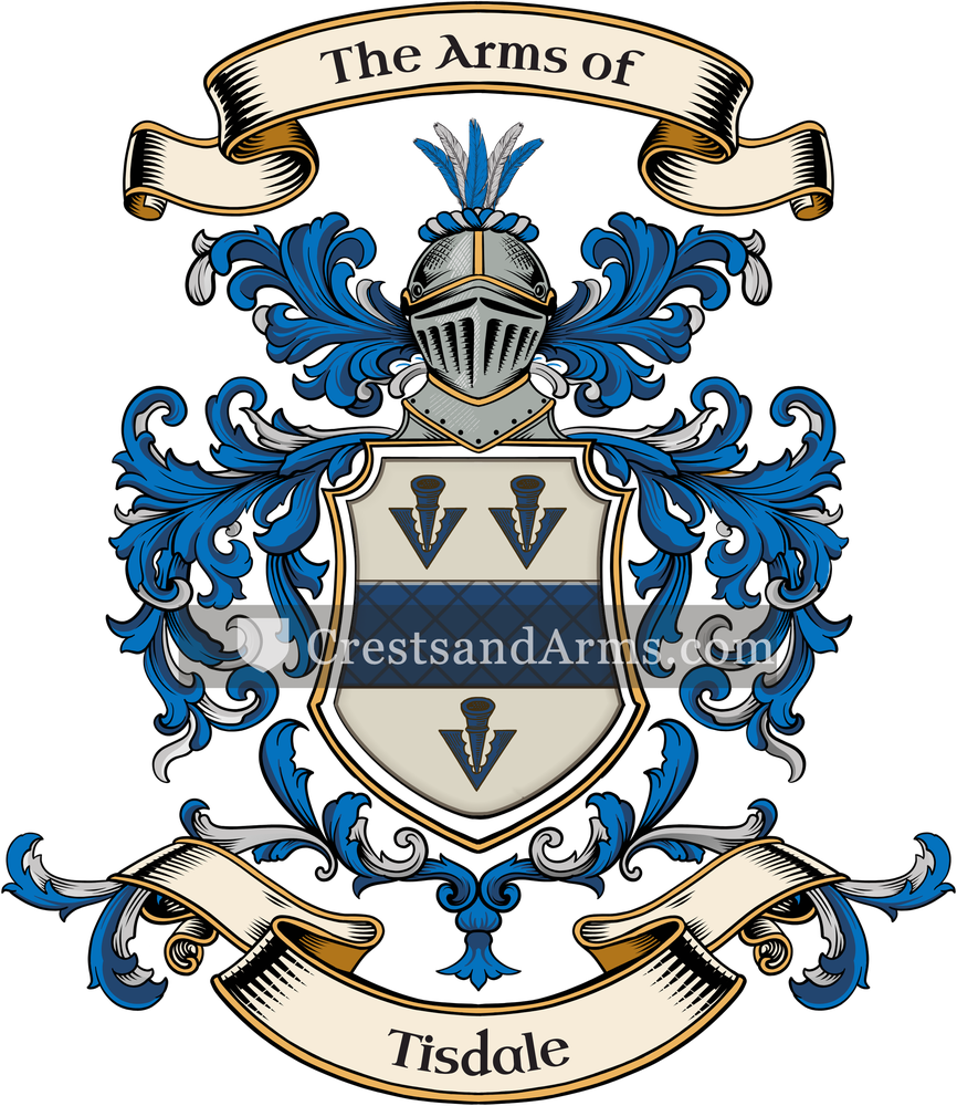 The Tisdale coat of arms, drawn from the recorded blazon