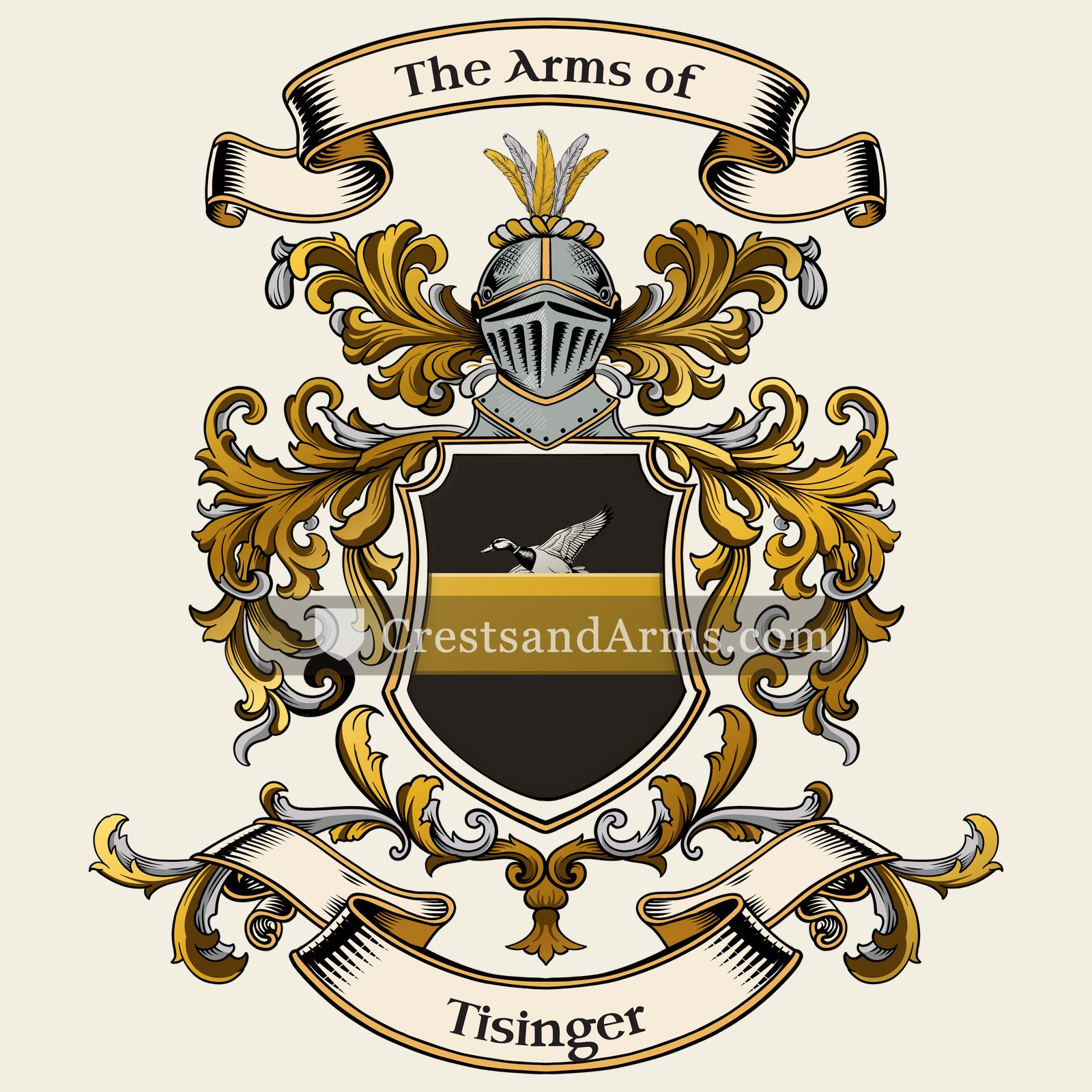 The Tisinger coat of arms, drawn from the recorded blazon