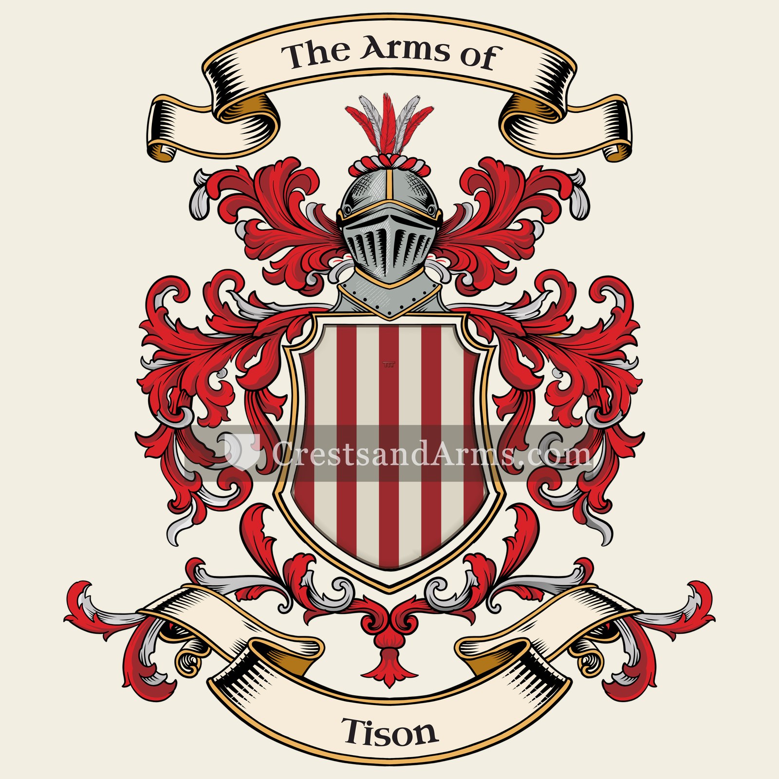 The Tison coat of arms, drawn from the recorded blazon
