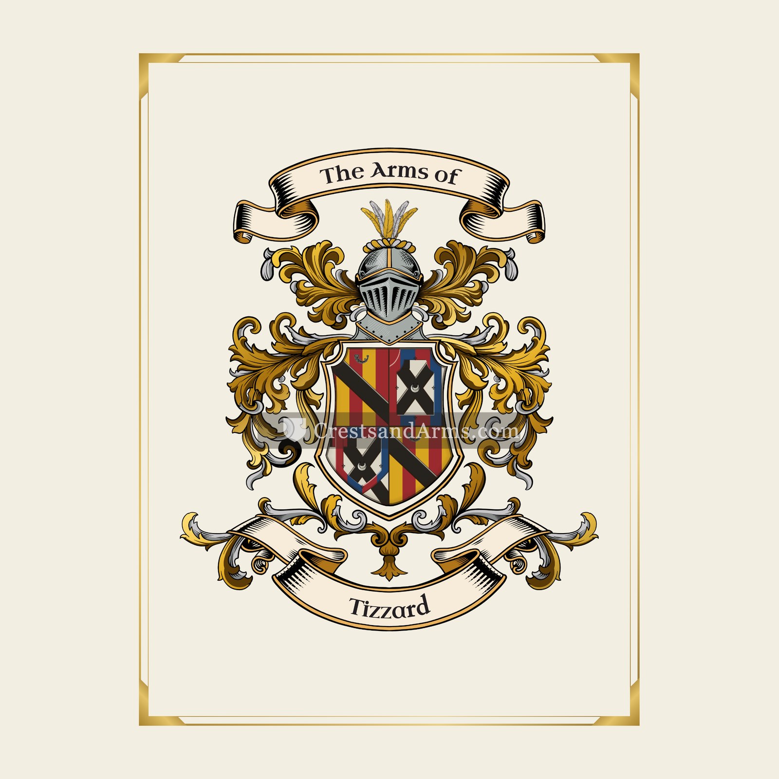 With gold border