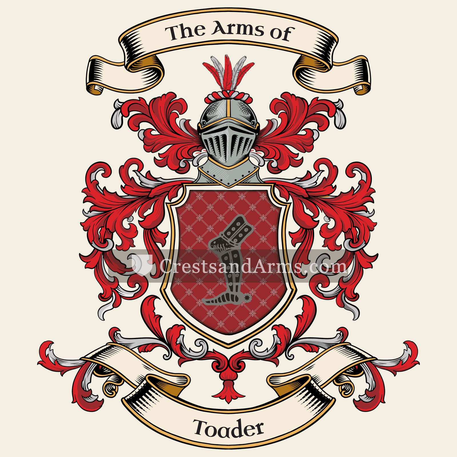The Toader coat of arms, drawn from the recorded blazon