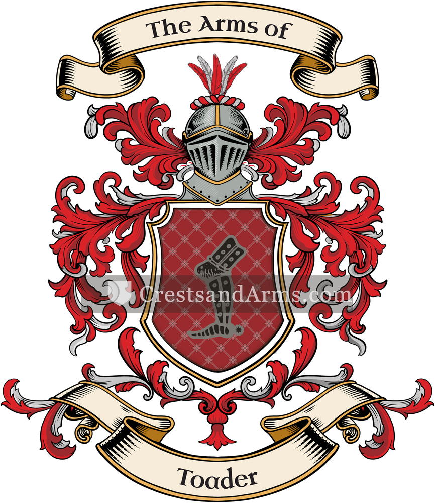 The Toader coat of arms, drawn from the recorded blazon