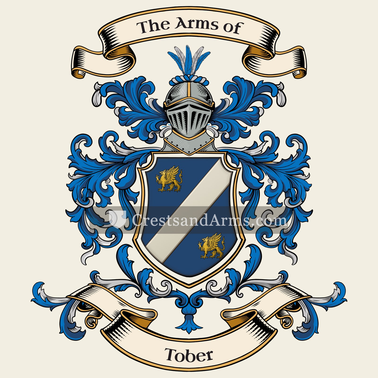 The Tober coat of arms, drawn from the recorded blazon