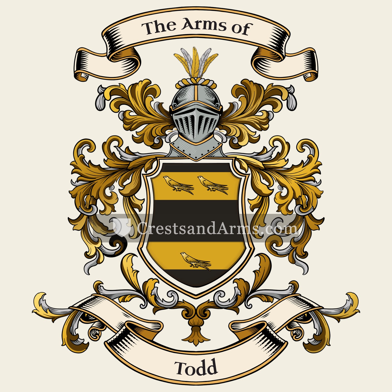 The Todd coat of arms, drawn from the recorded blazon