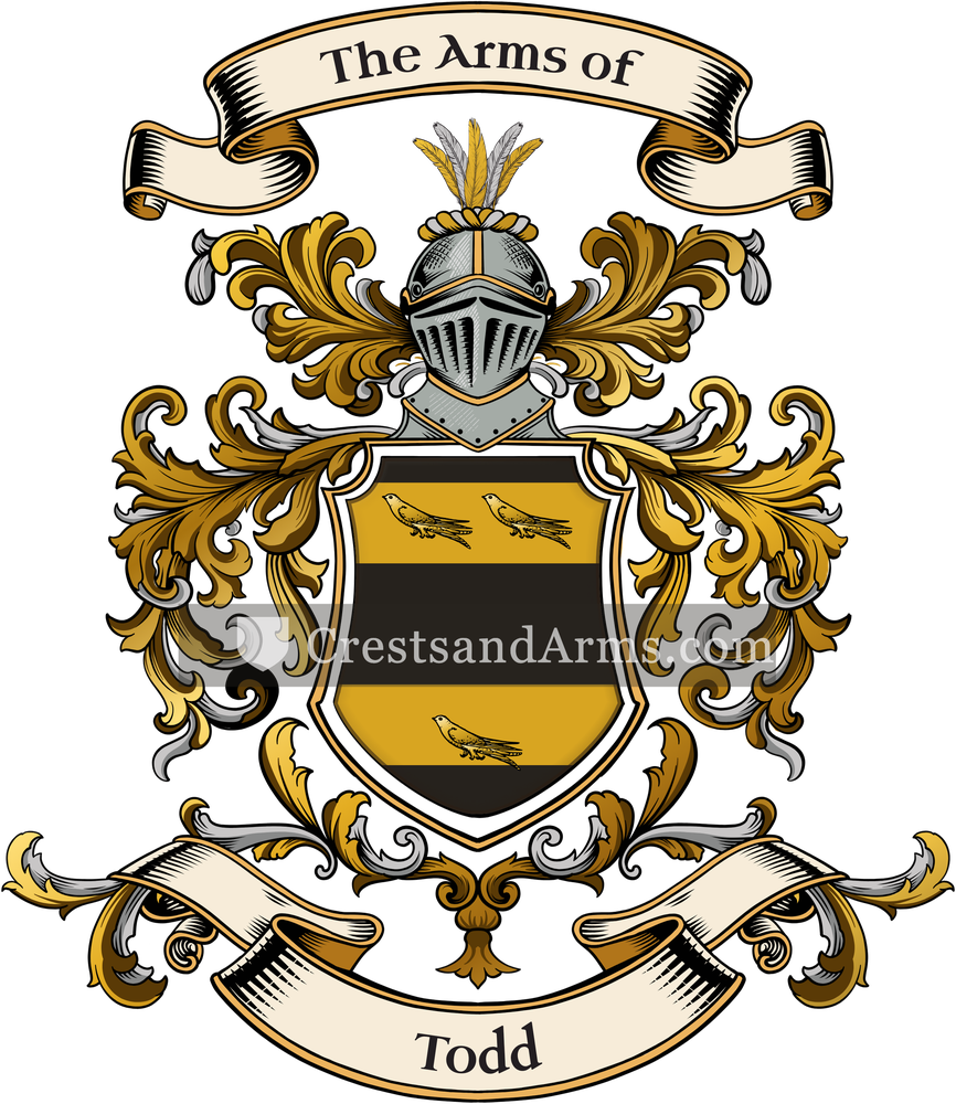 The Todd coat of arms, drawn from the recorded blazon
