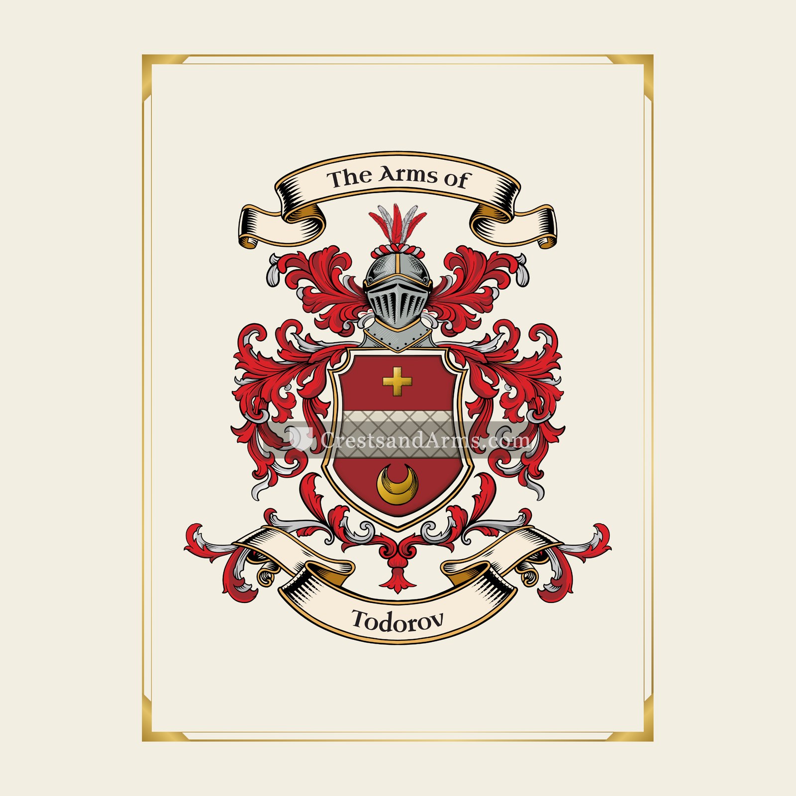With gold border