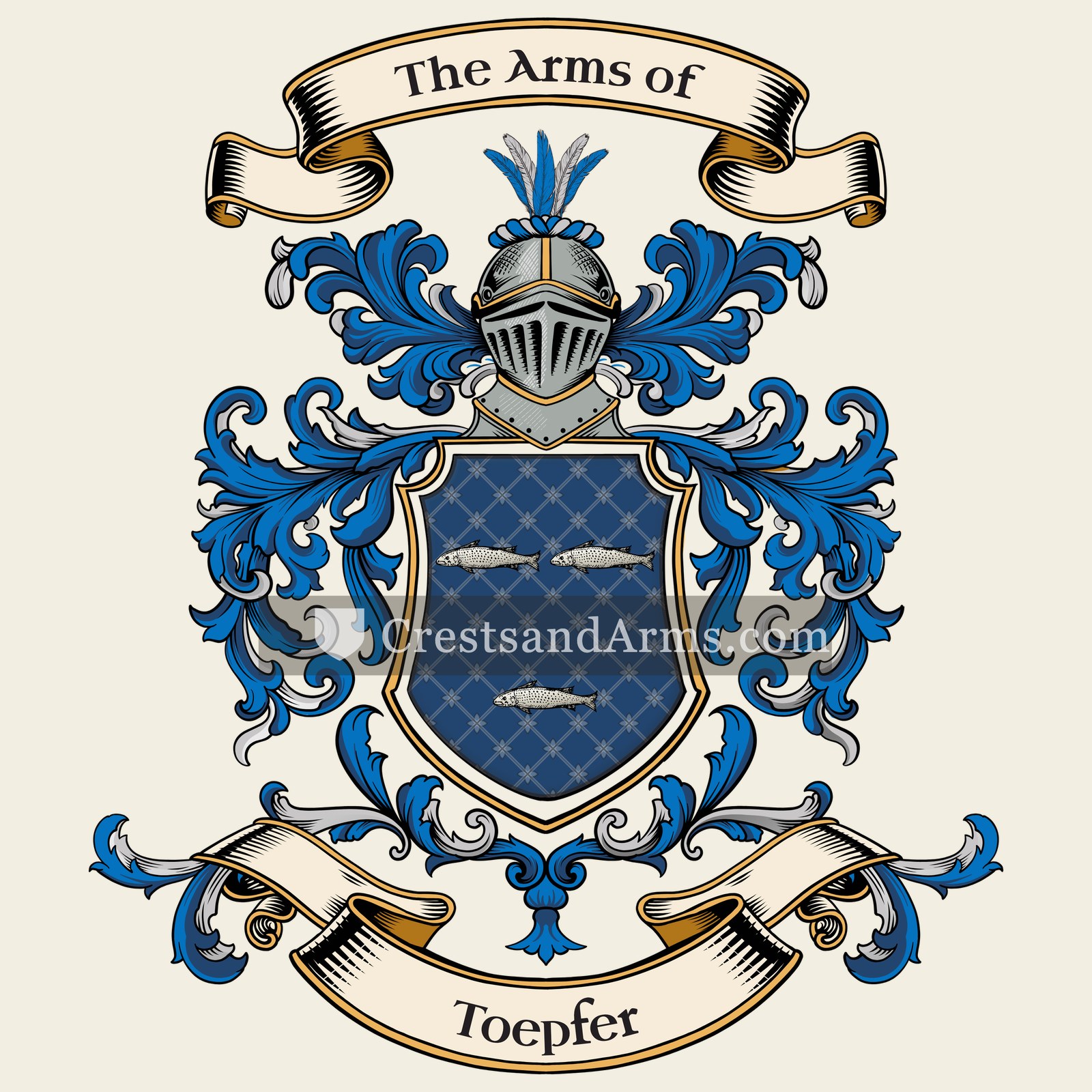 The Toepfer coat of arms, drawn from the recorded blazon