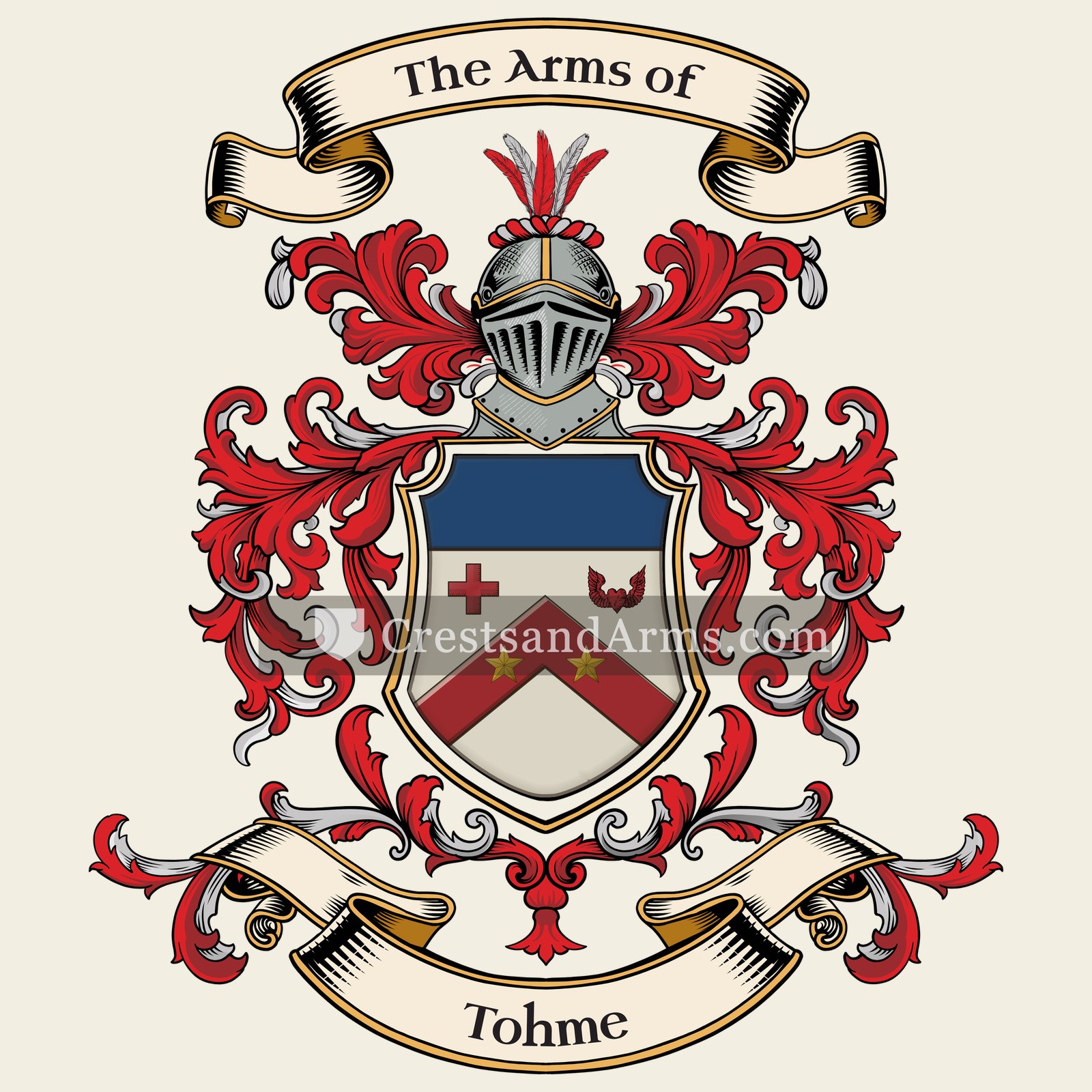 The Tohme coat of arms, drawn from the recorded blazon