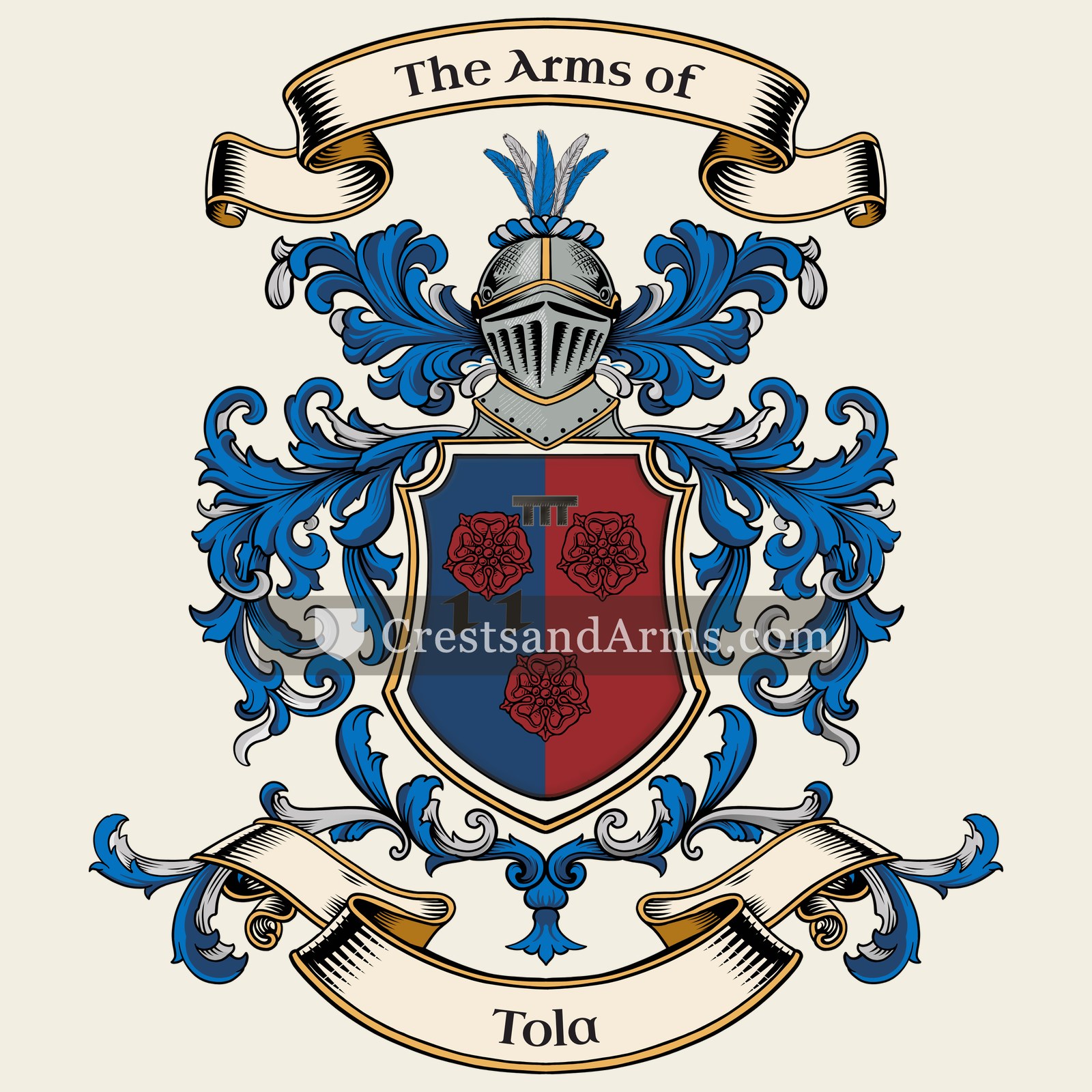 The Tola coat of arms, drawn from the recorded blazon
