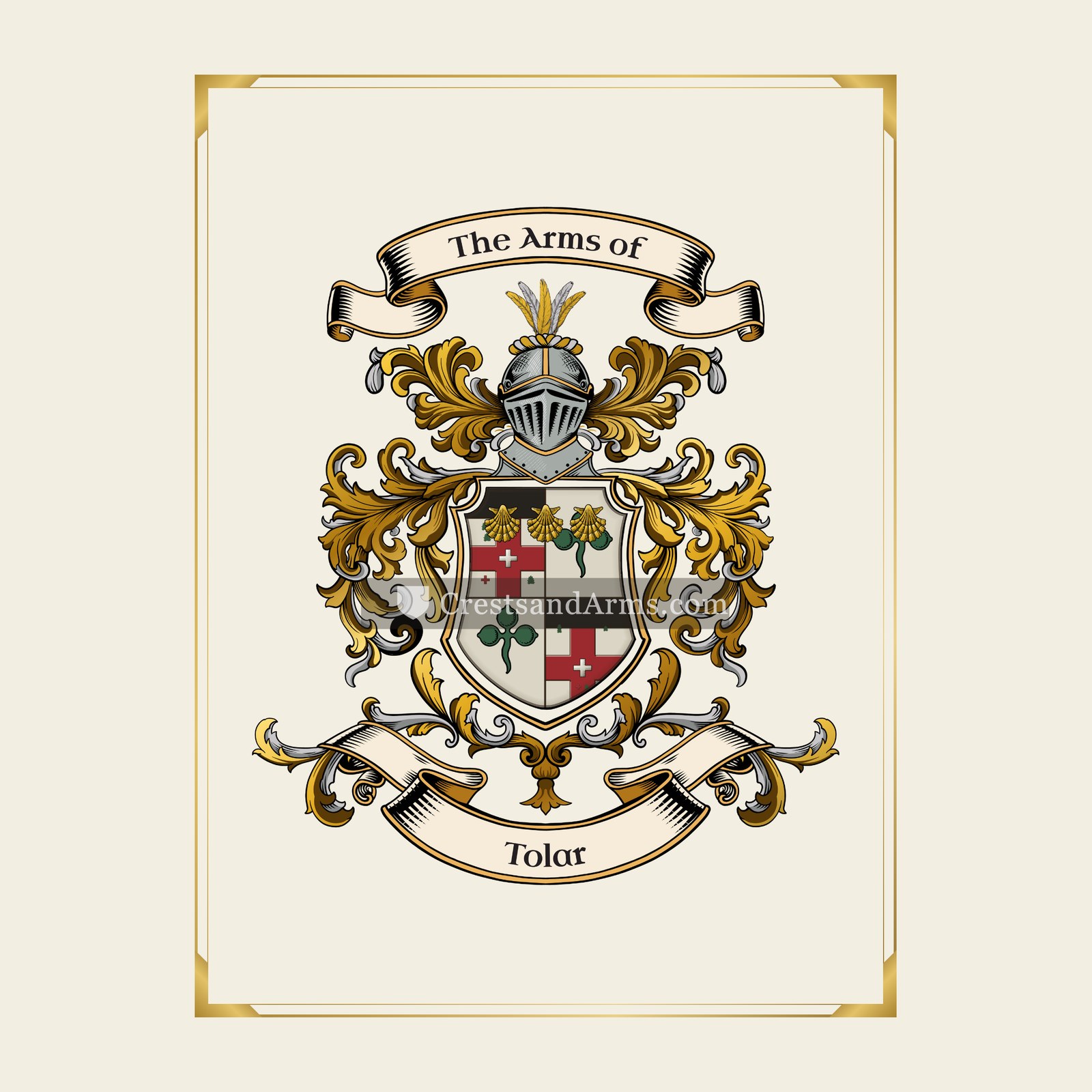 With gold border