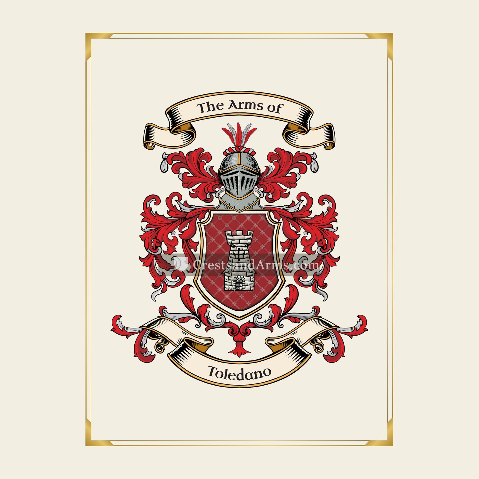 With gold border