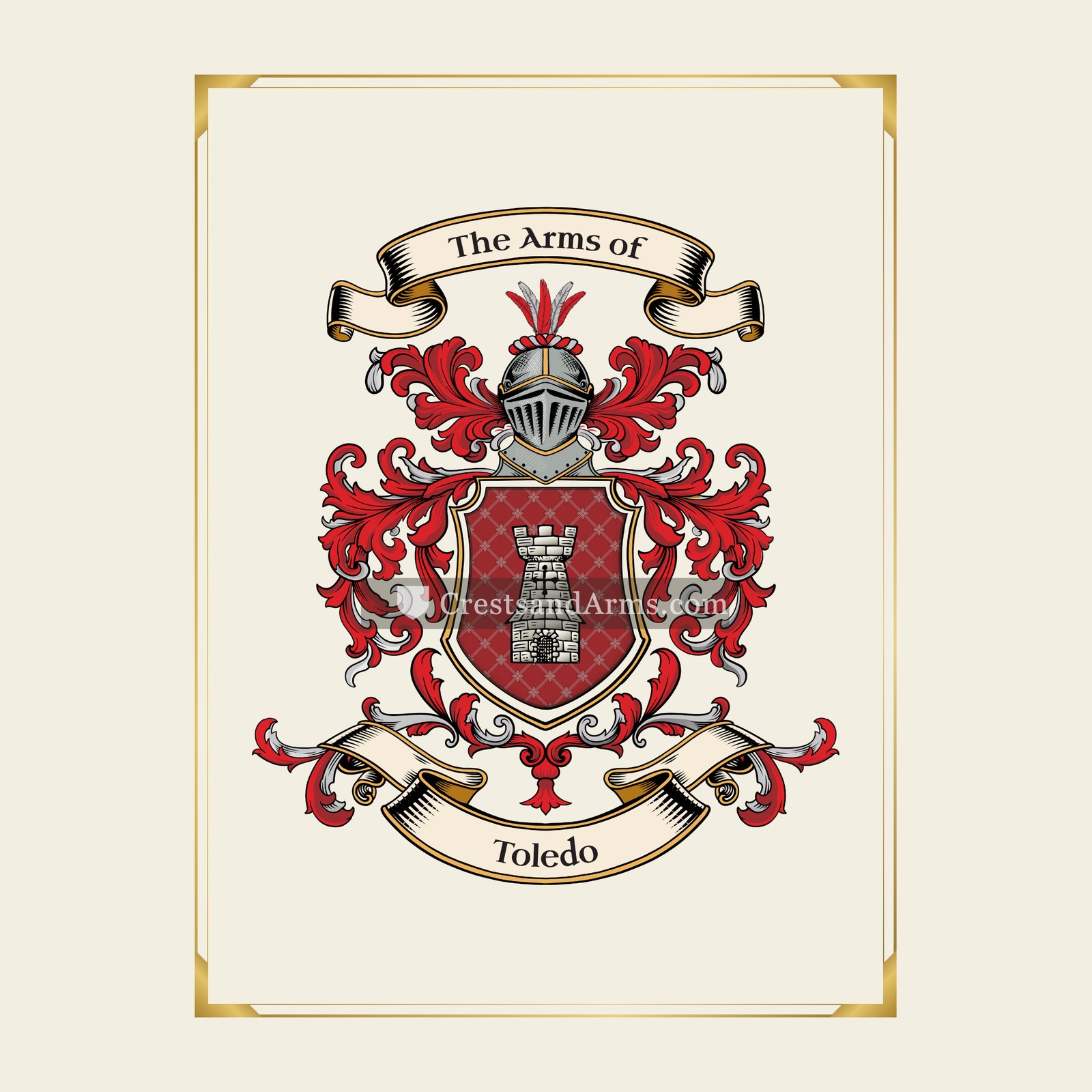 With gold border