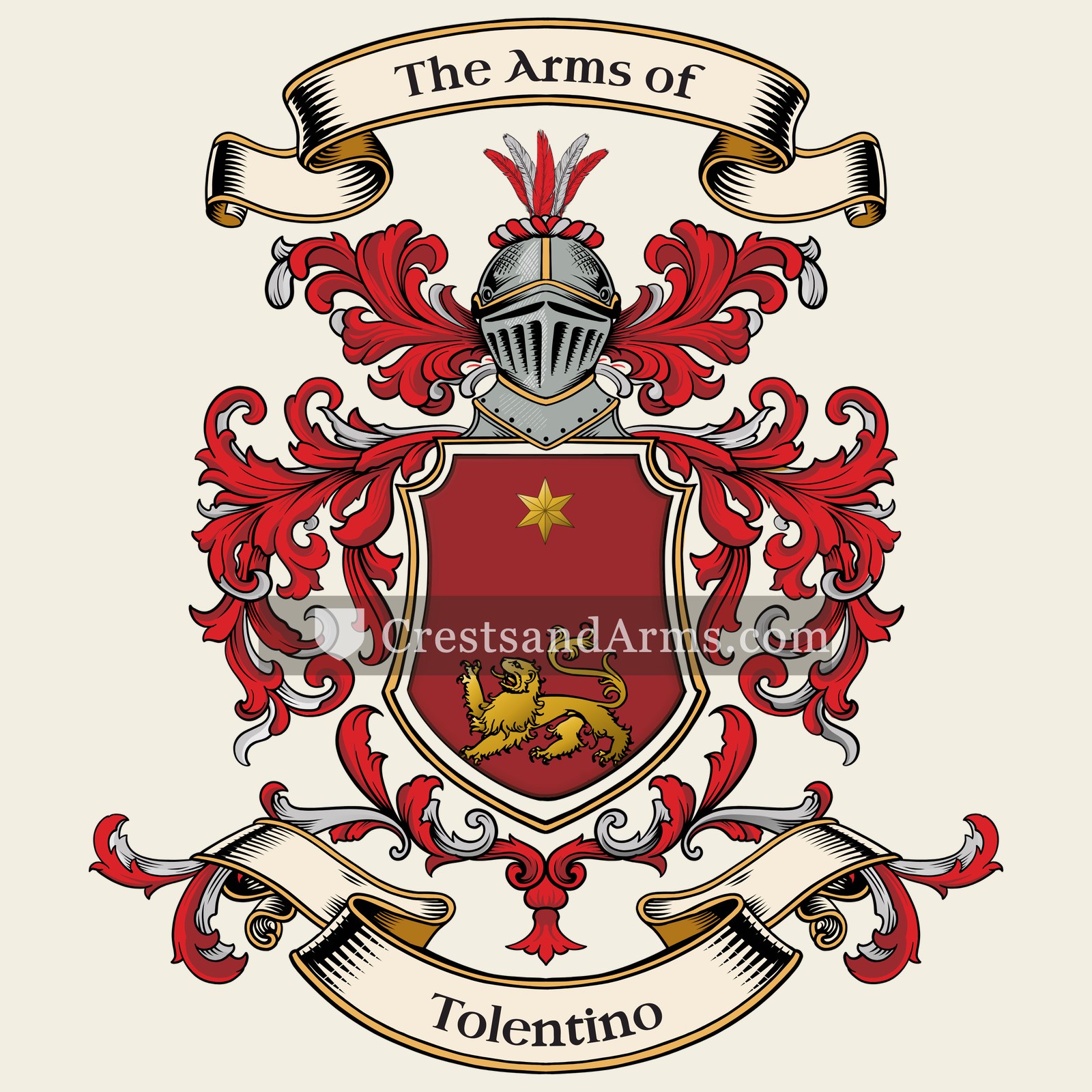 The Tolentino coat of arms, drawn from the recorded blazon