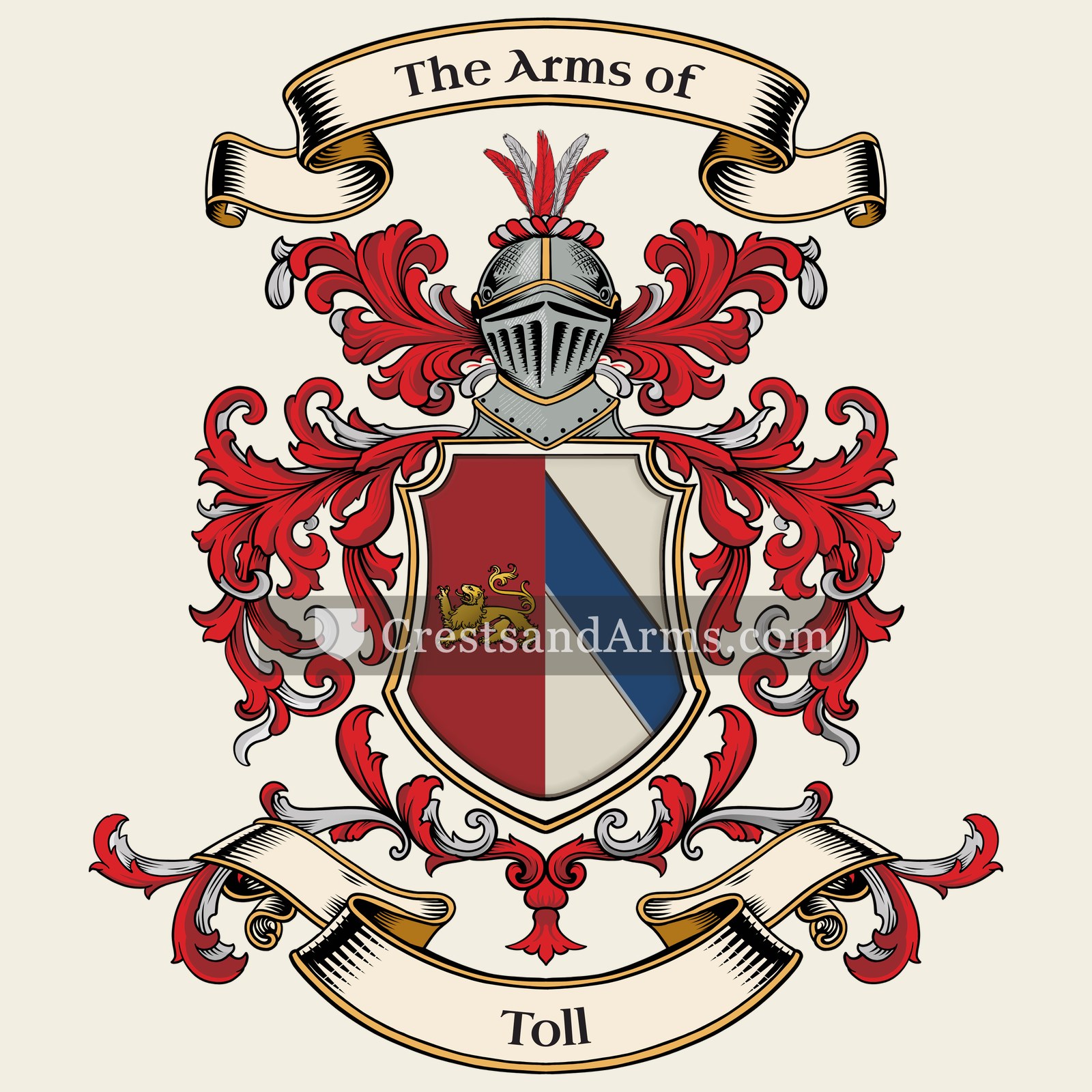 The Toll coat of arms, drawn from the recorded blazon