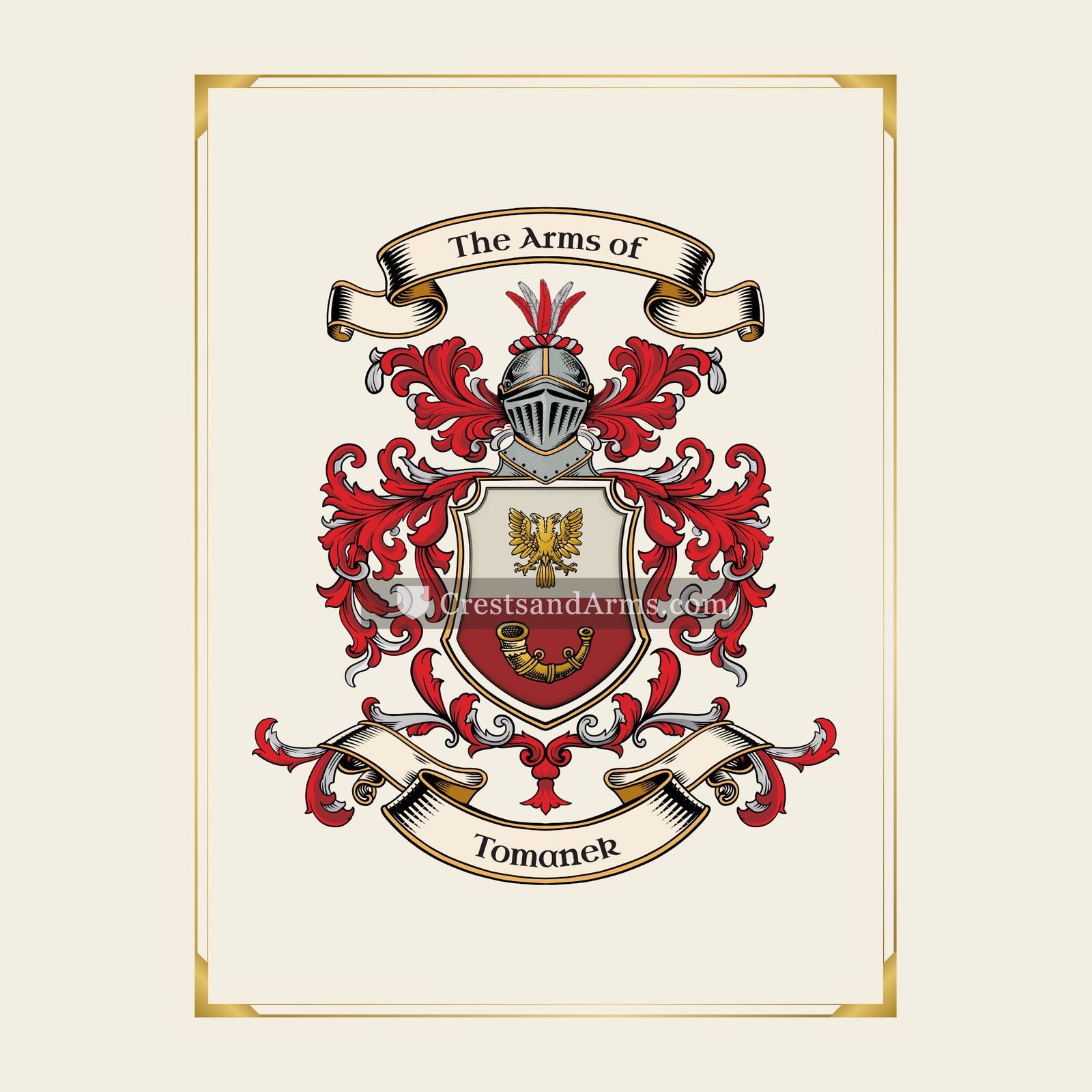 With gold border