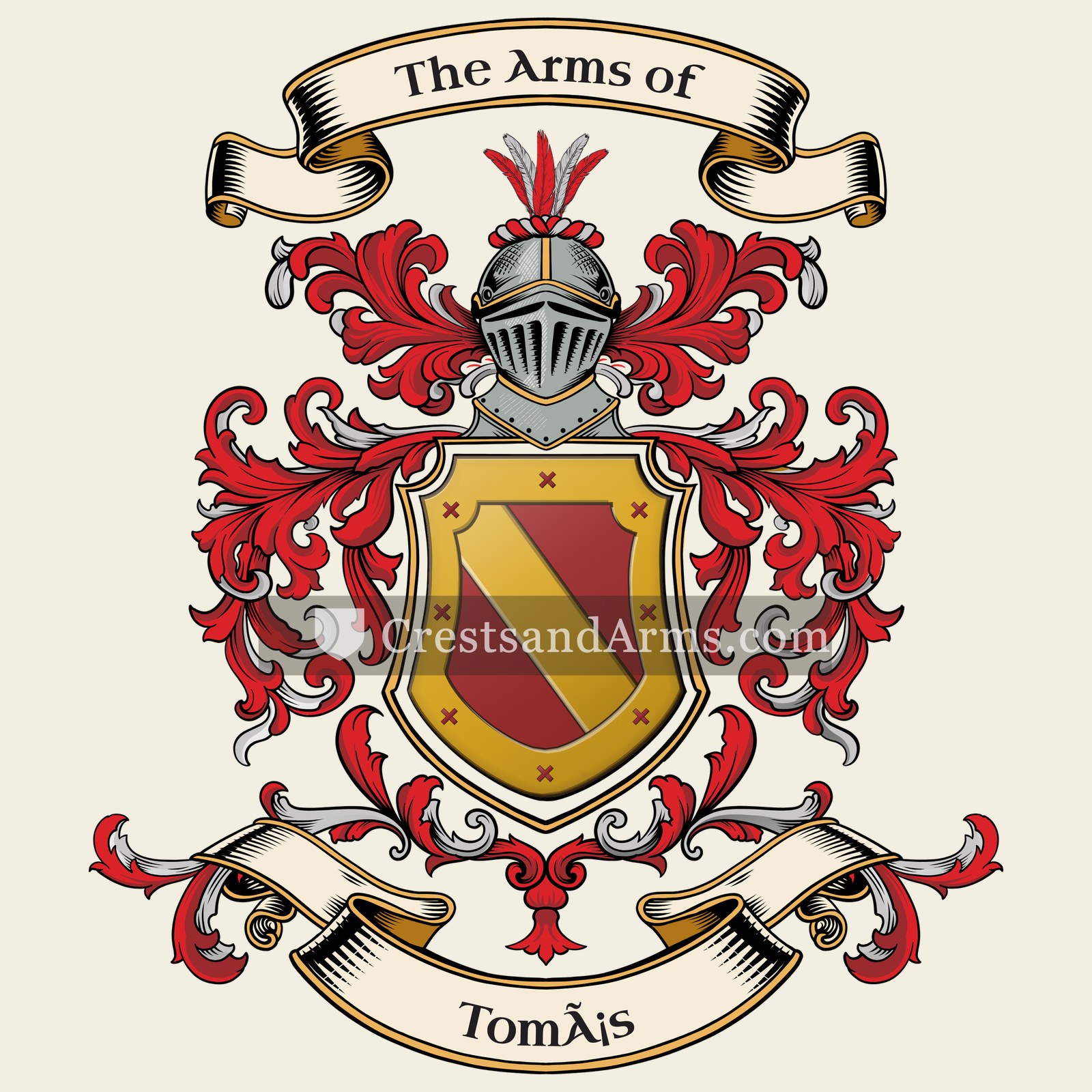 The Tomás coat of arms, drawn from the recorded blazon