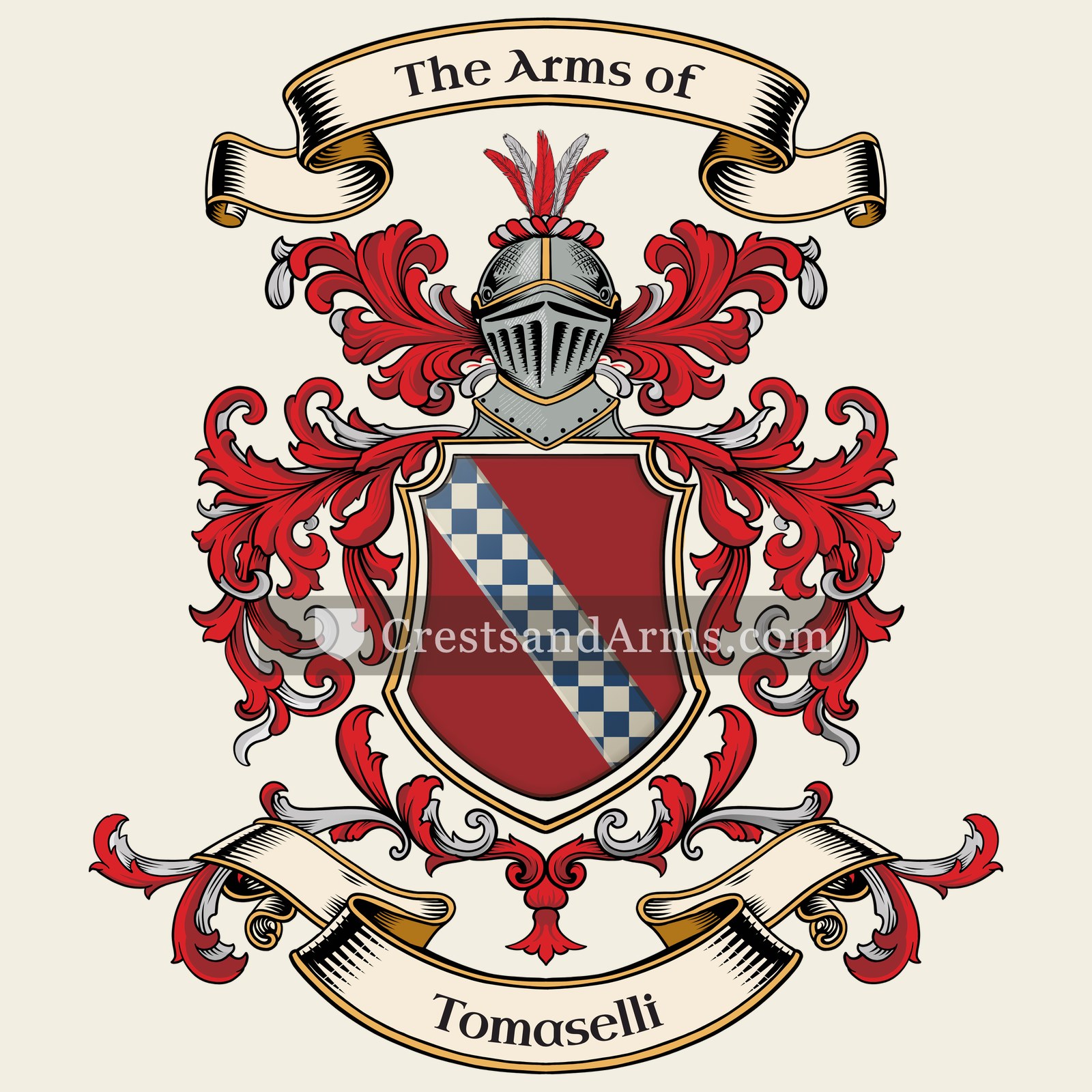 The Tomaselli coat of arms, drawn from the recorded blazon