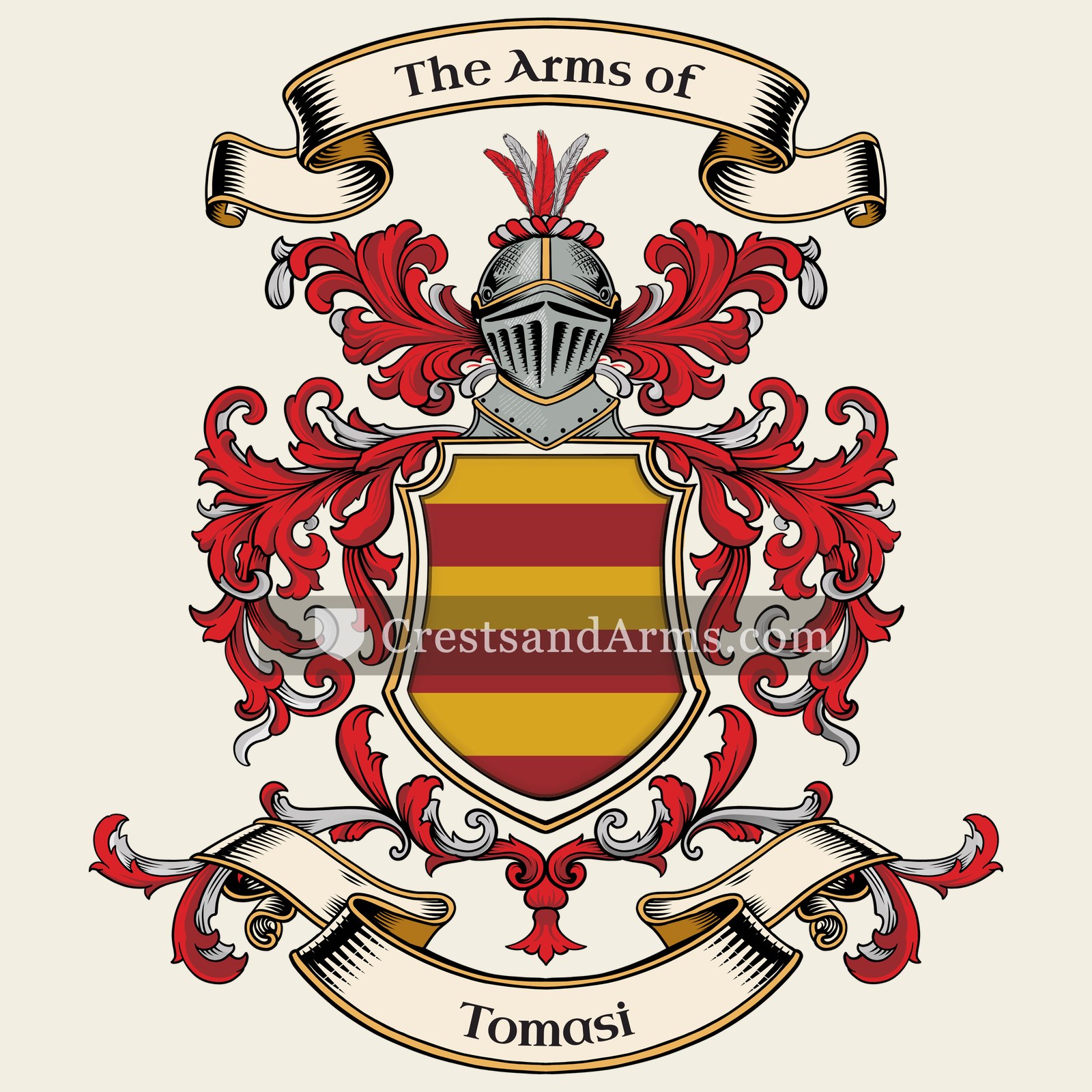 The Tomasi coat of arms, drawn from the recorded blazon