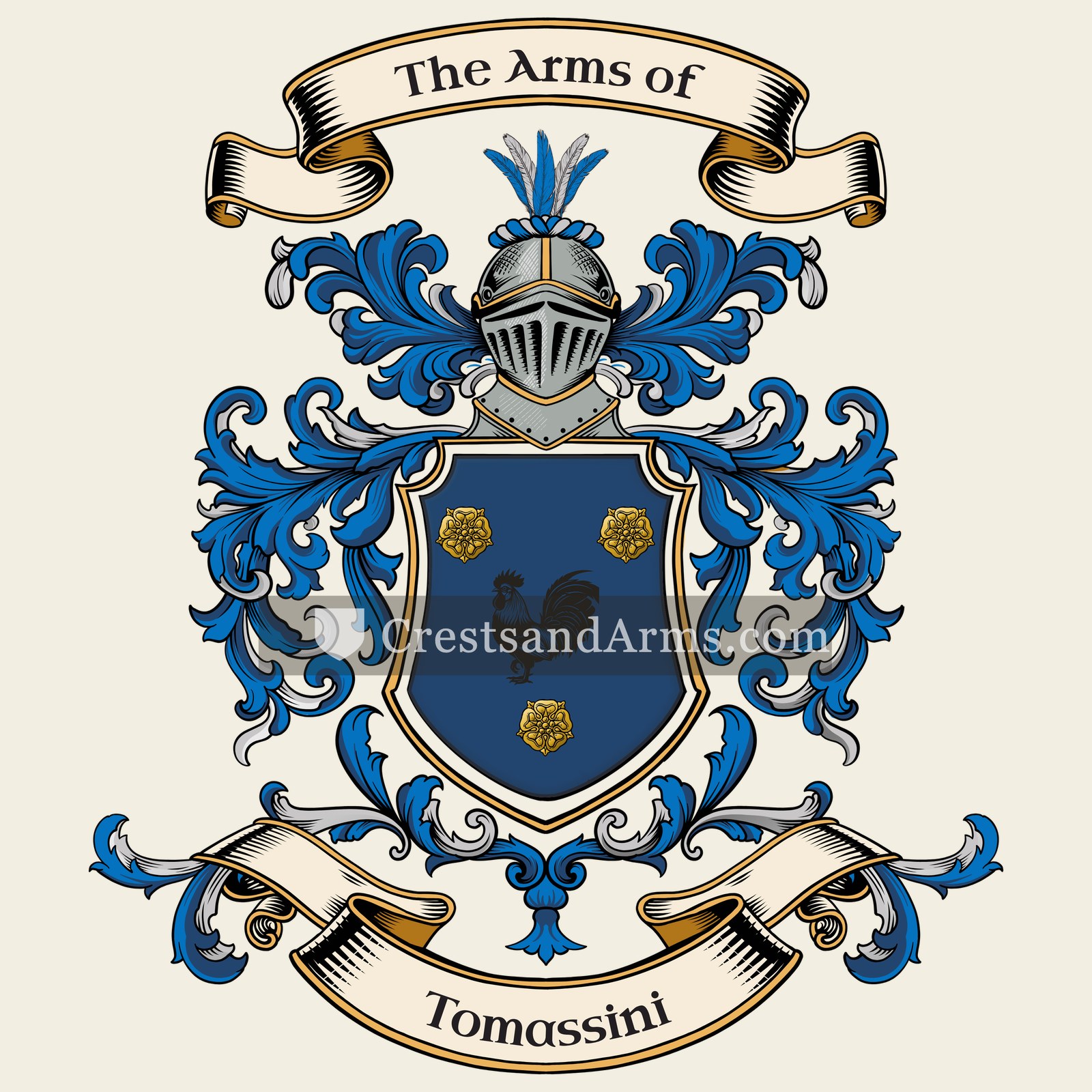 The Tomassini coat of arms, drawn from the recorded blazon