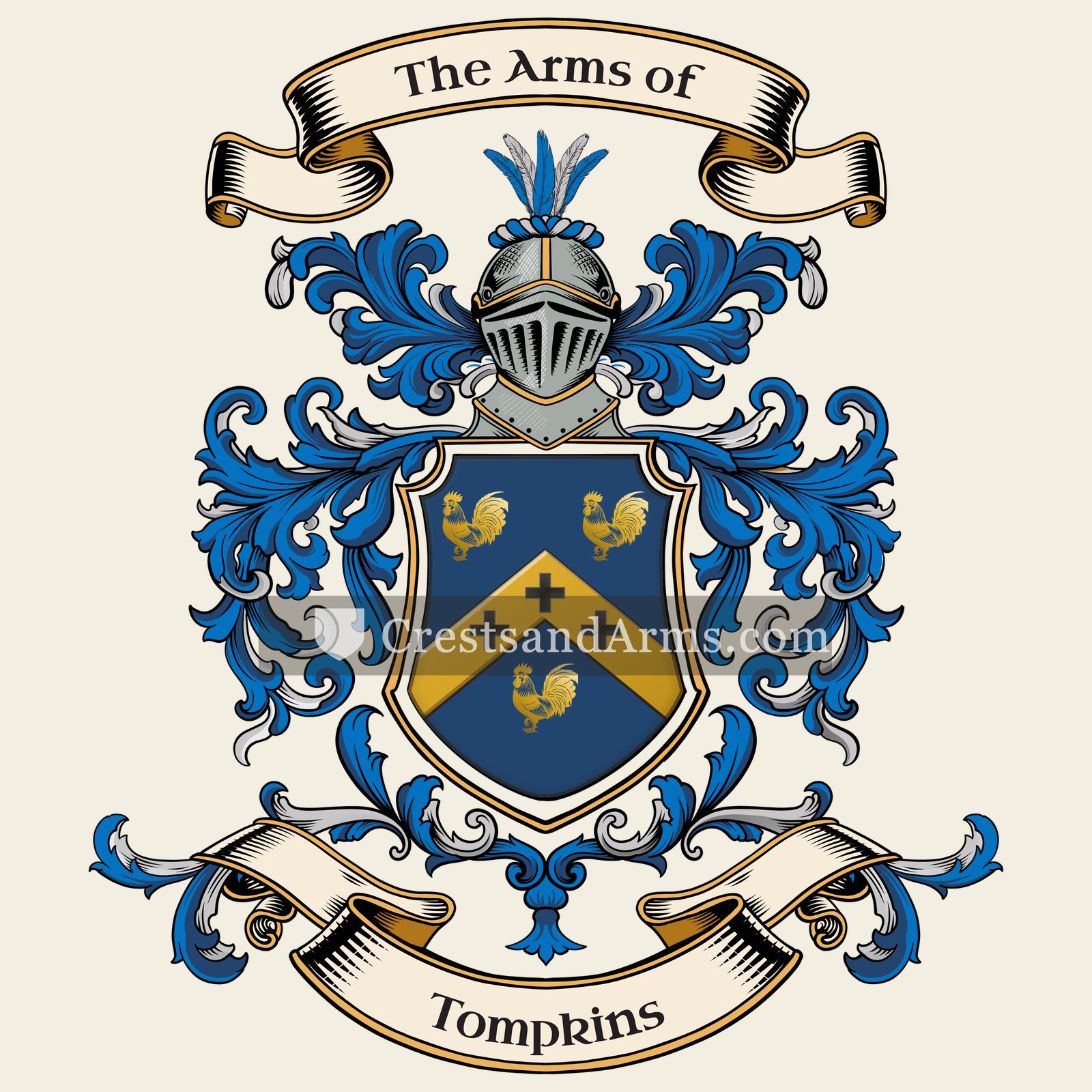 The Tompkins coat of arms, drawn from the recorded blazon