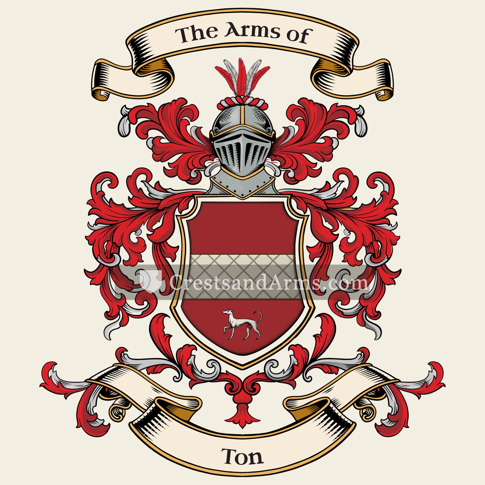 The Ton coat of arms, drawn from the recorded blazon