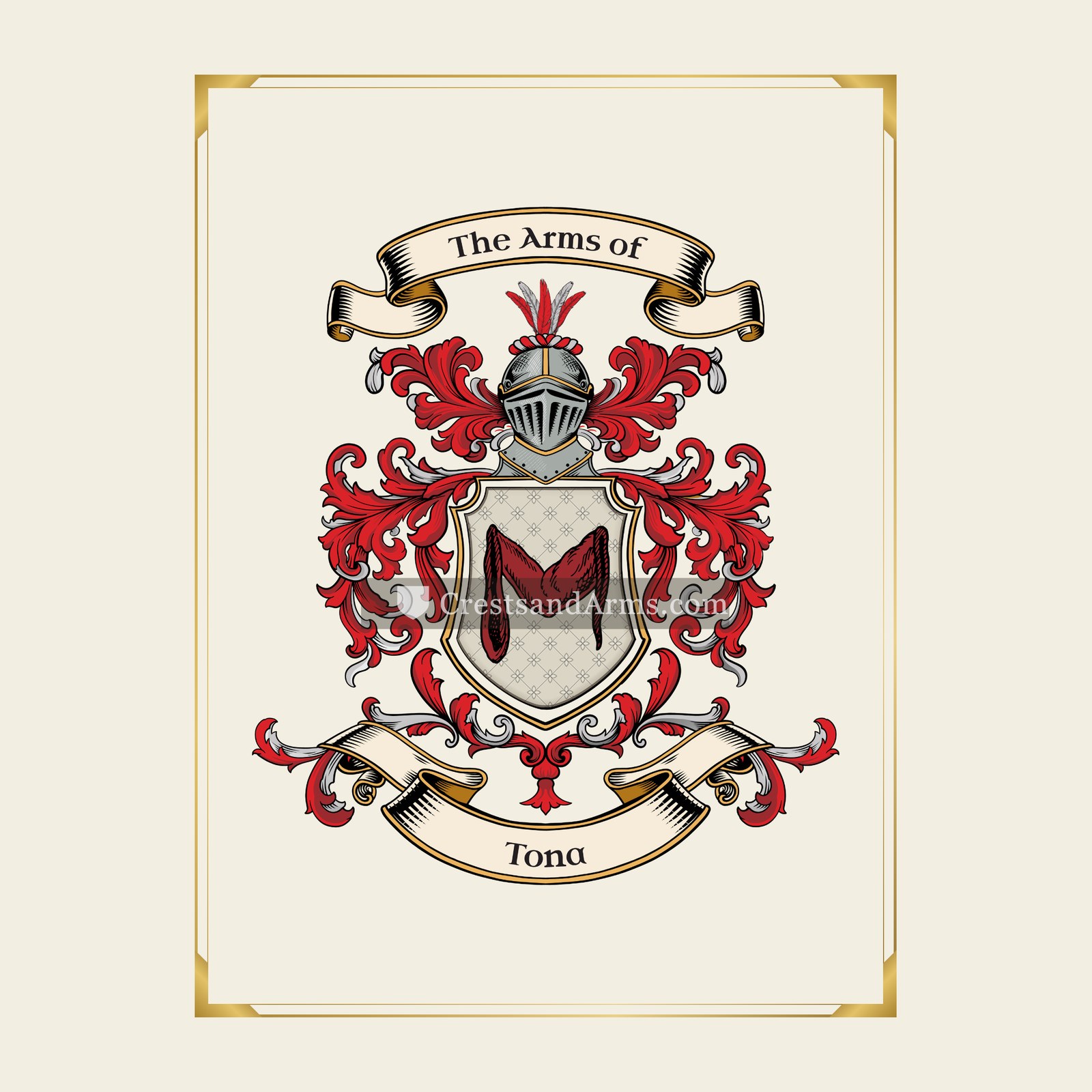 With gold border