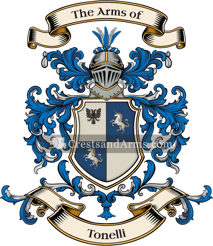 The Tonelli coat of arms, drawn from the recorded blazon
