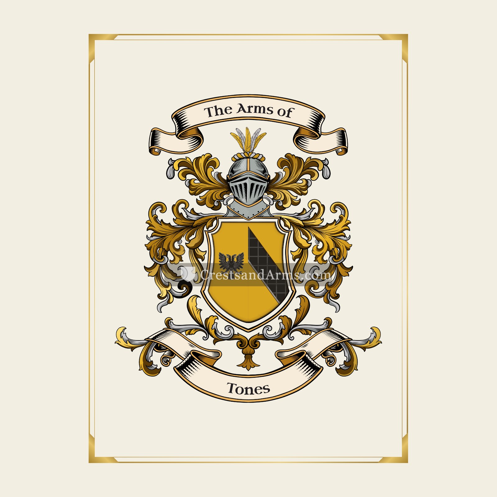 With gold border