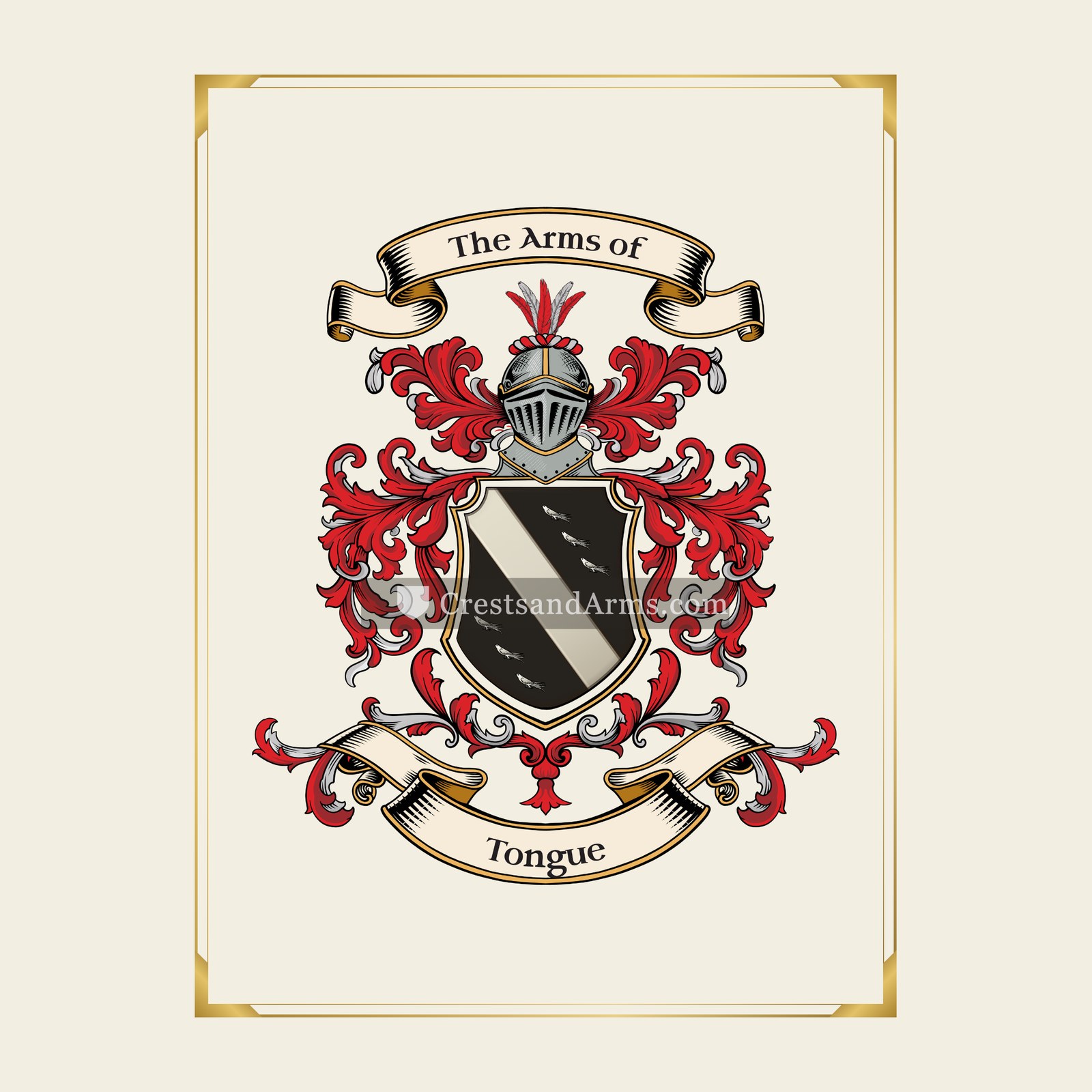 With gold border