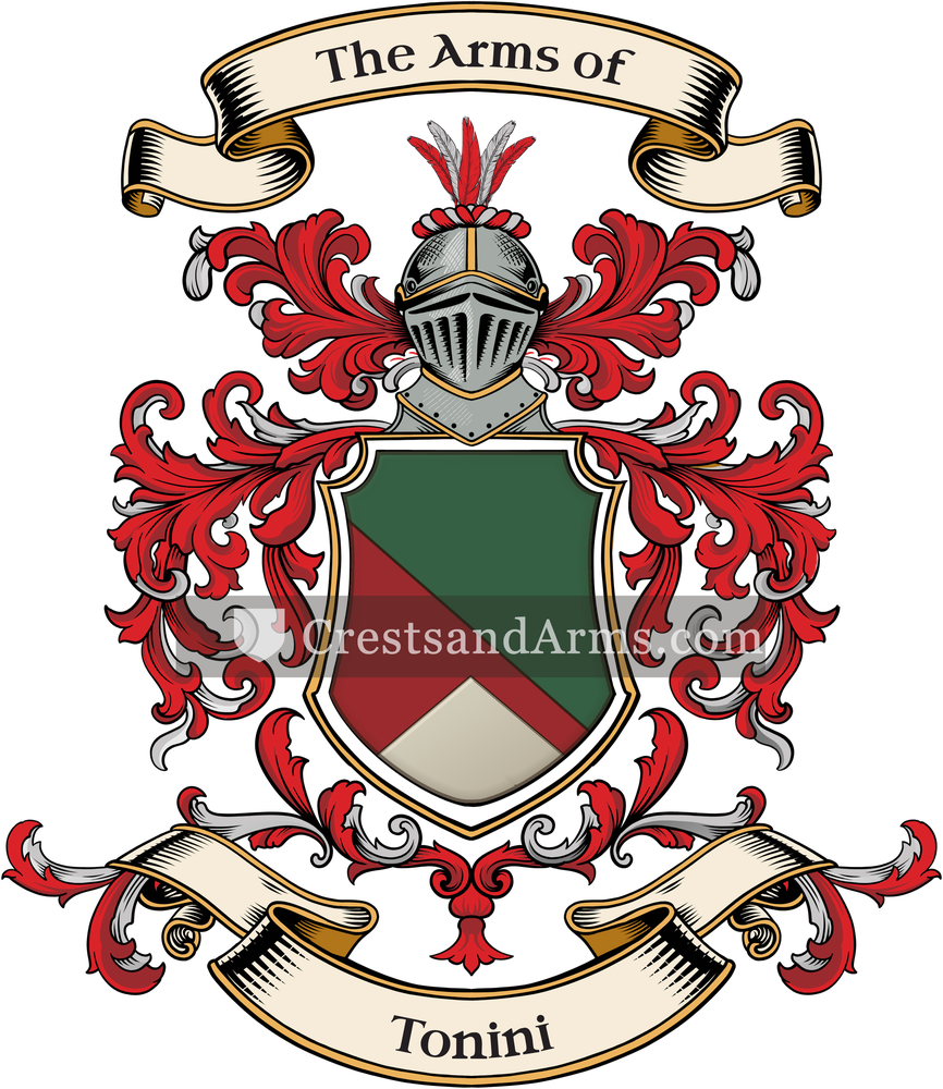 The Tonini coat of arms, drawn from the recorded blazon