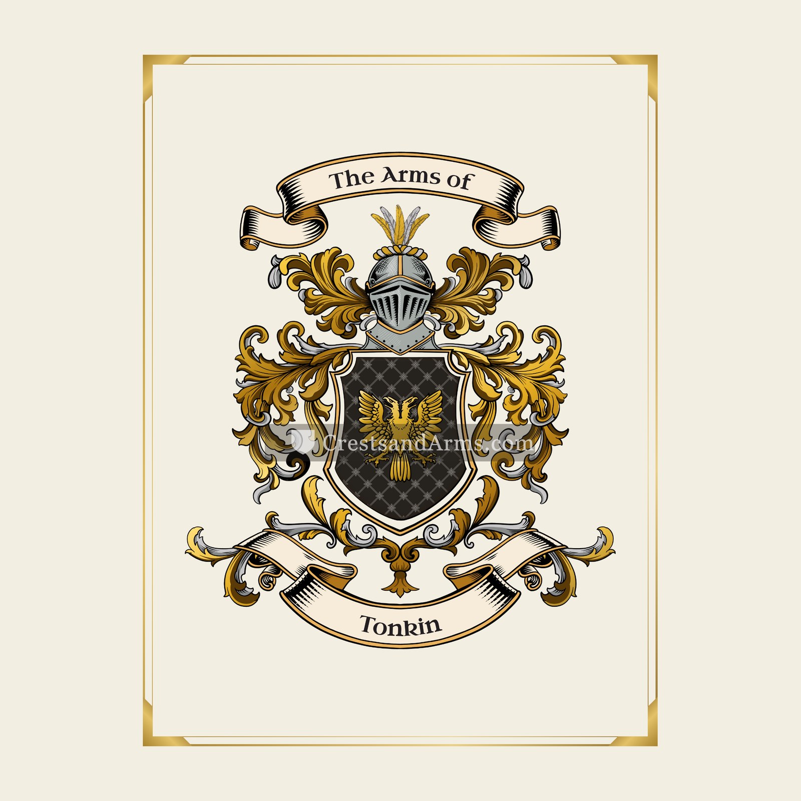 With gold border