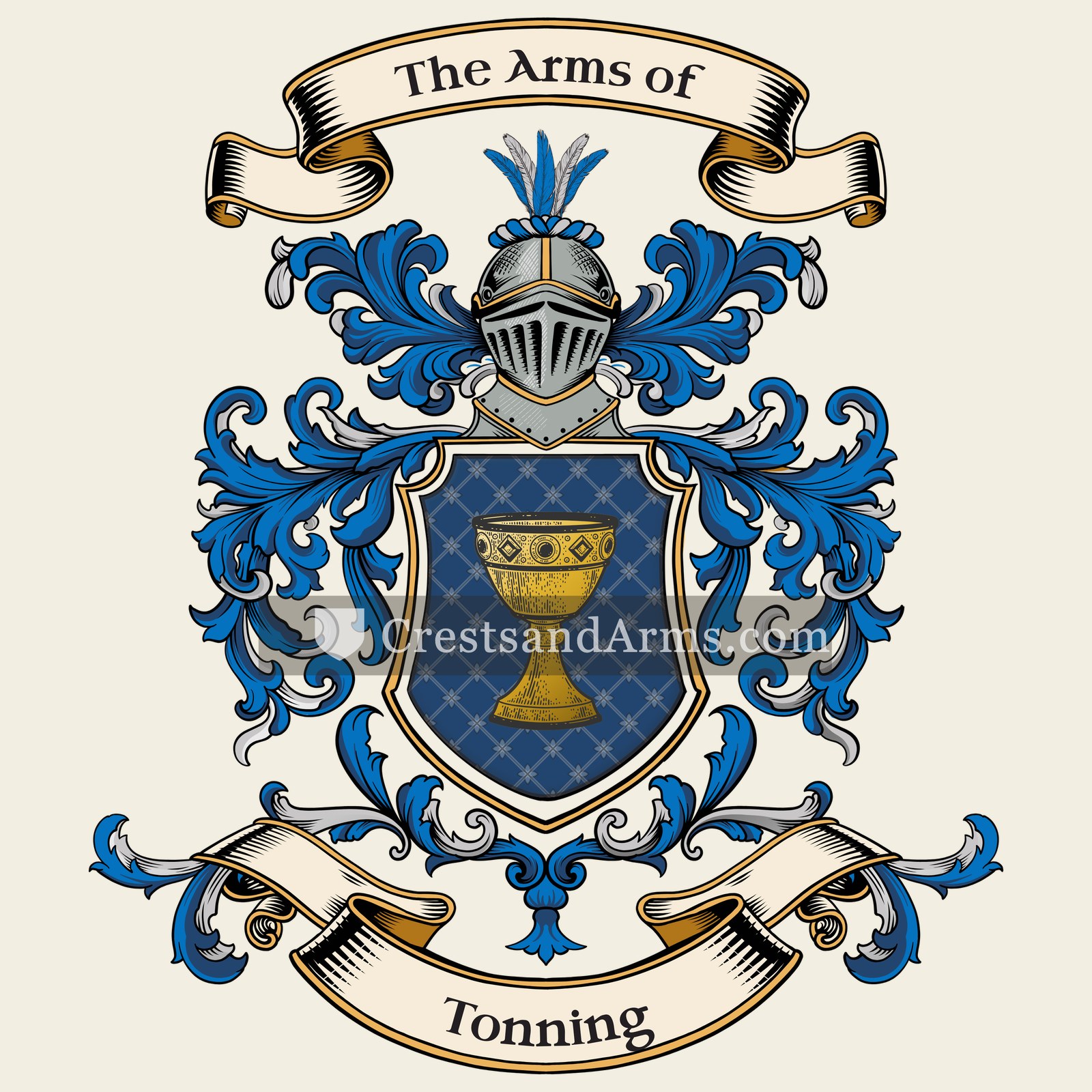 The Tonning coat of arms, drawn from the recorded blazon