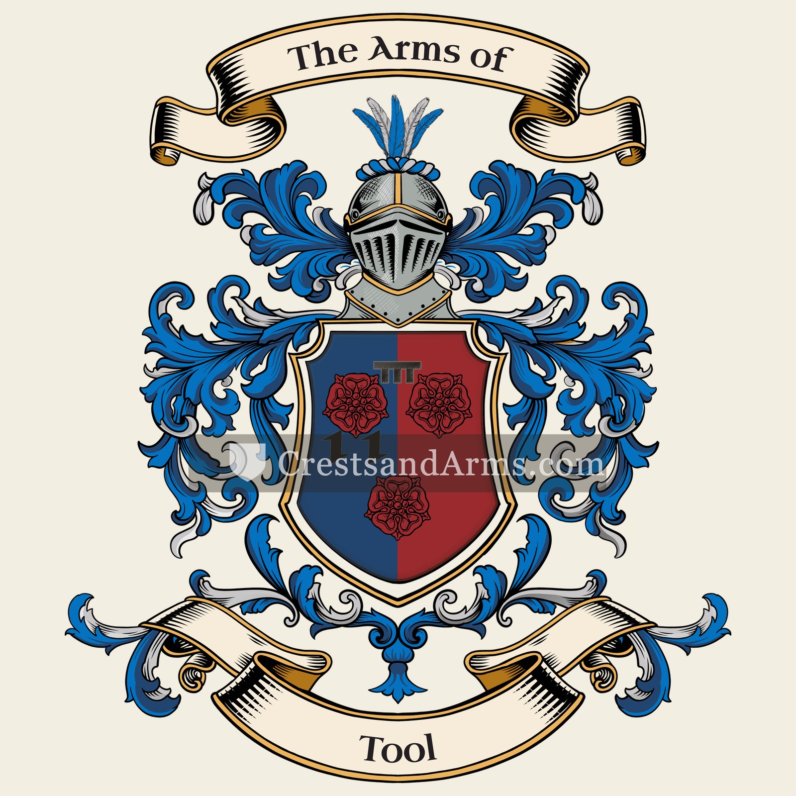 The Tool coat of arms, drawn from the recorded blazon