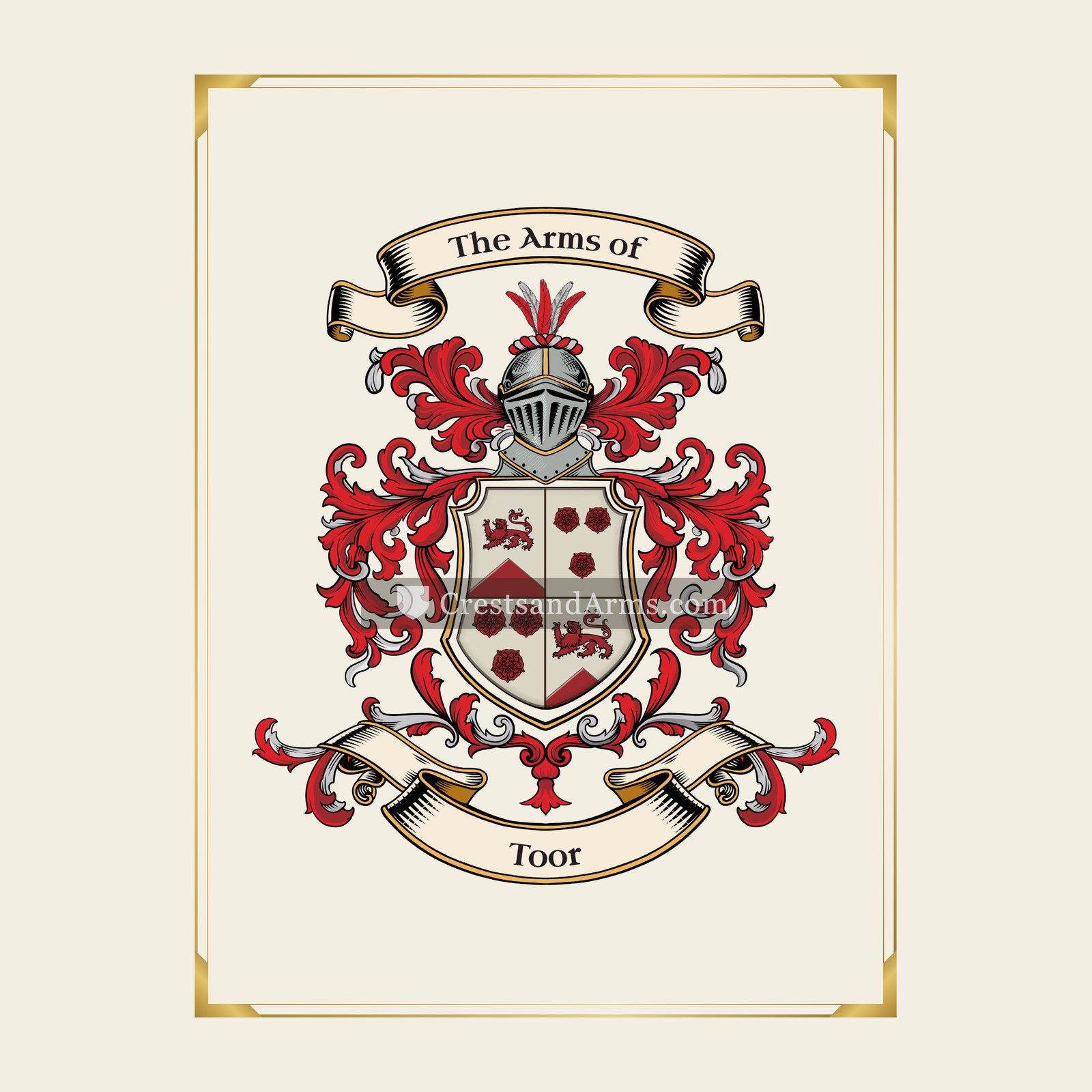 With gold border
