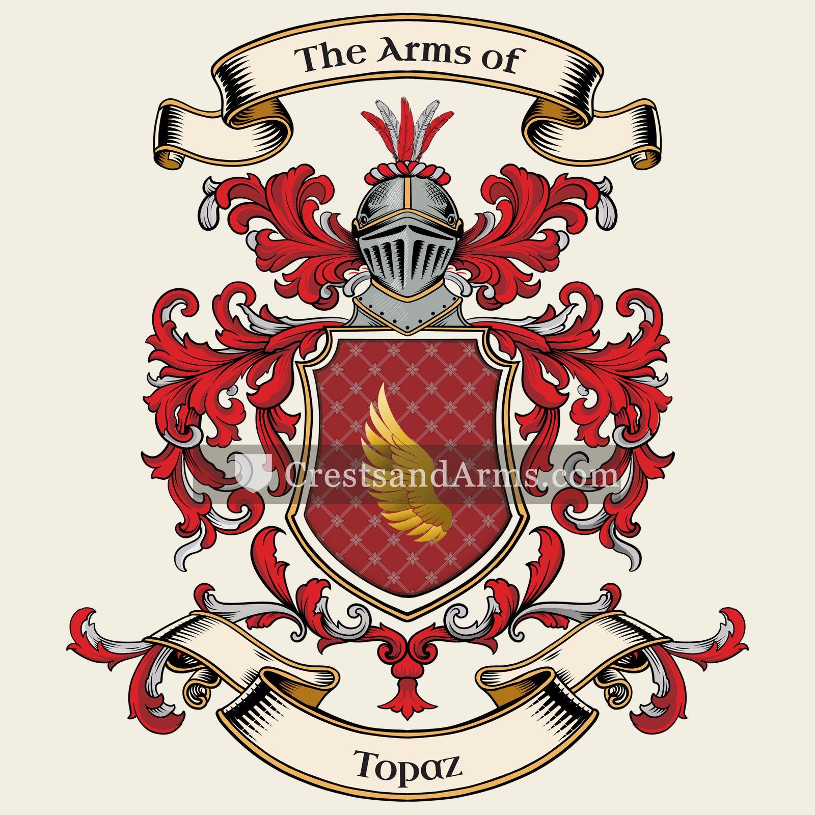 The Topaz coat of arms, drawn from the recorded blazon
