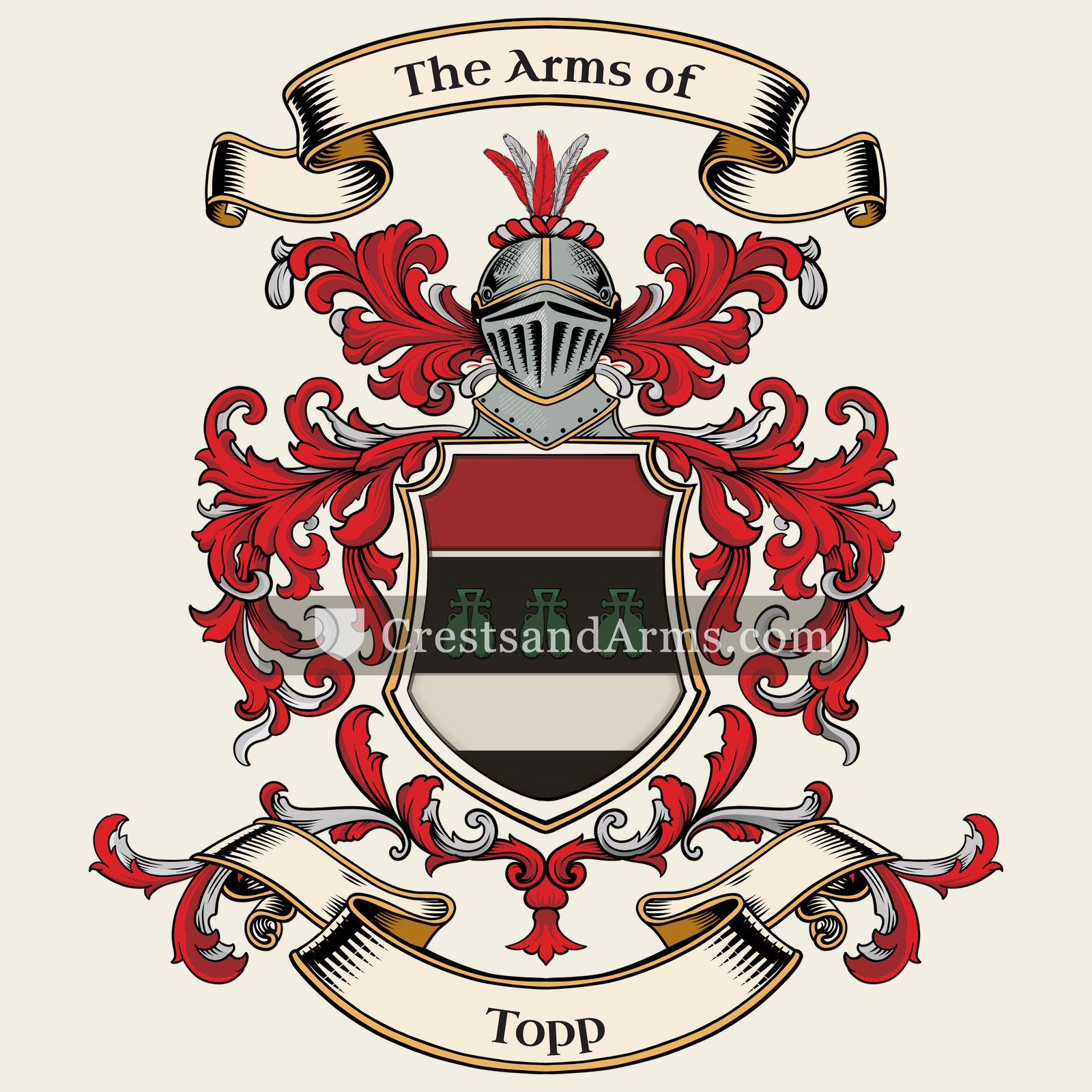 The Topp coat of arms, drawn from the recorded blazon