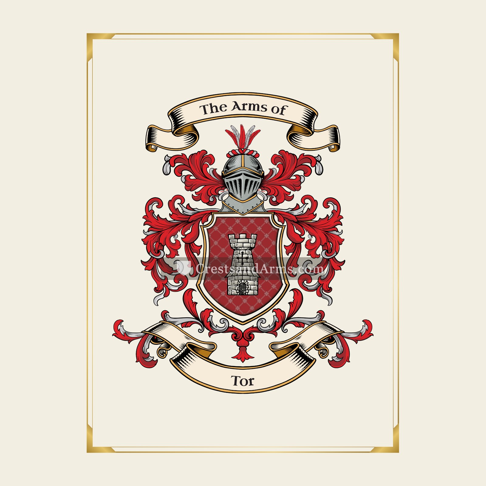 With gold border
