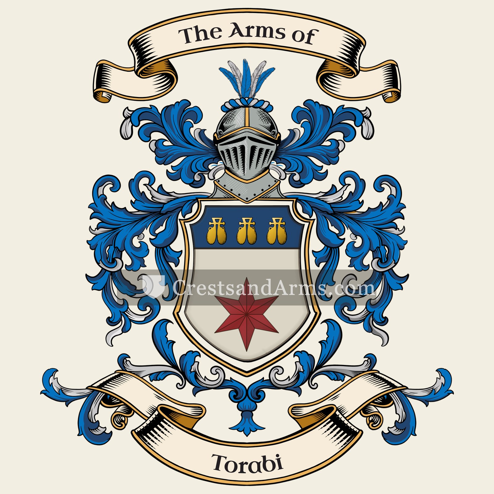 The Torabi coat of arms, drawn from the recorded blazon
