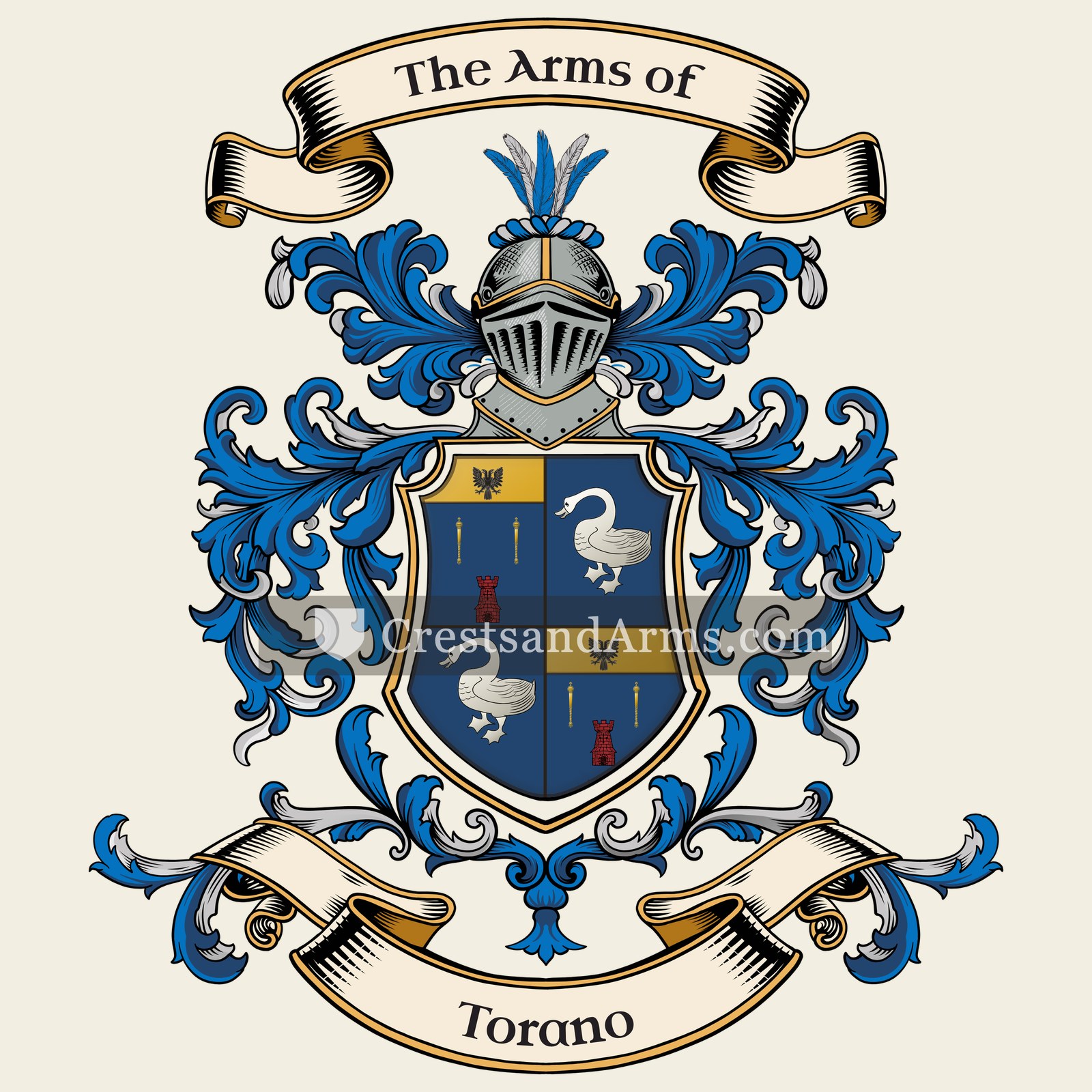 The Torano coat of arms, drawn from the recorded blazon