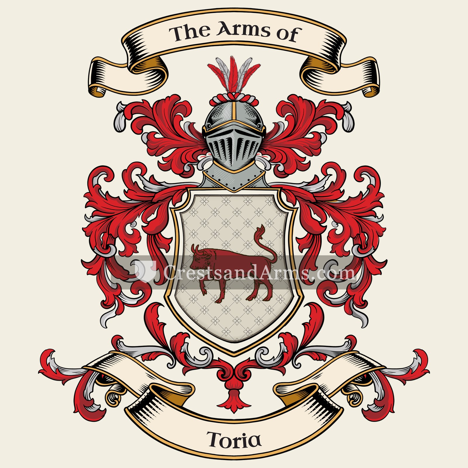 The Toria coat of arms, drawn from the recorded blazon
