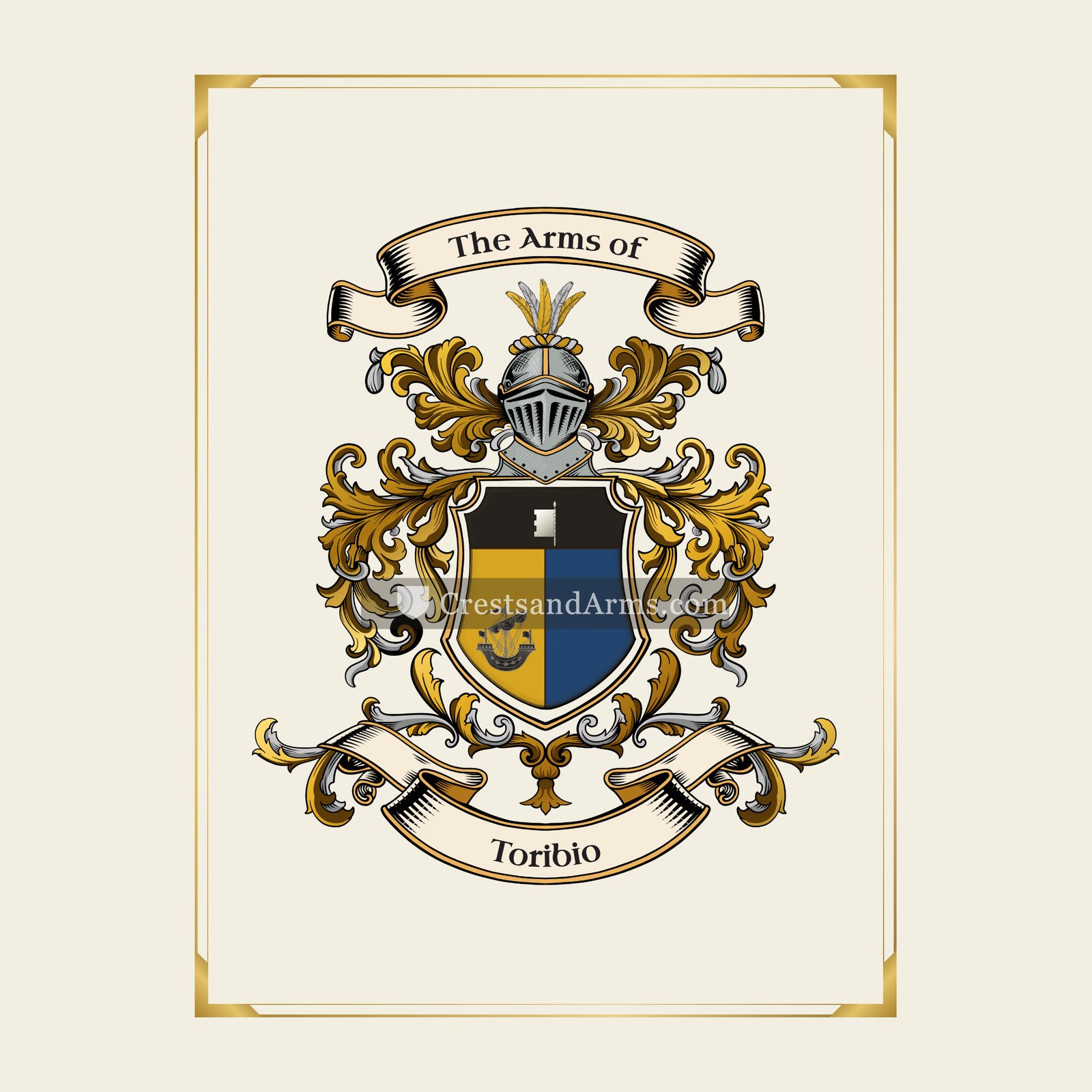With gold border