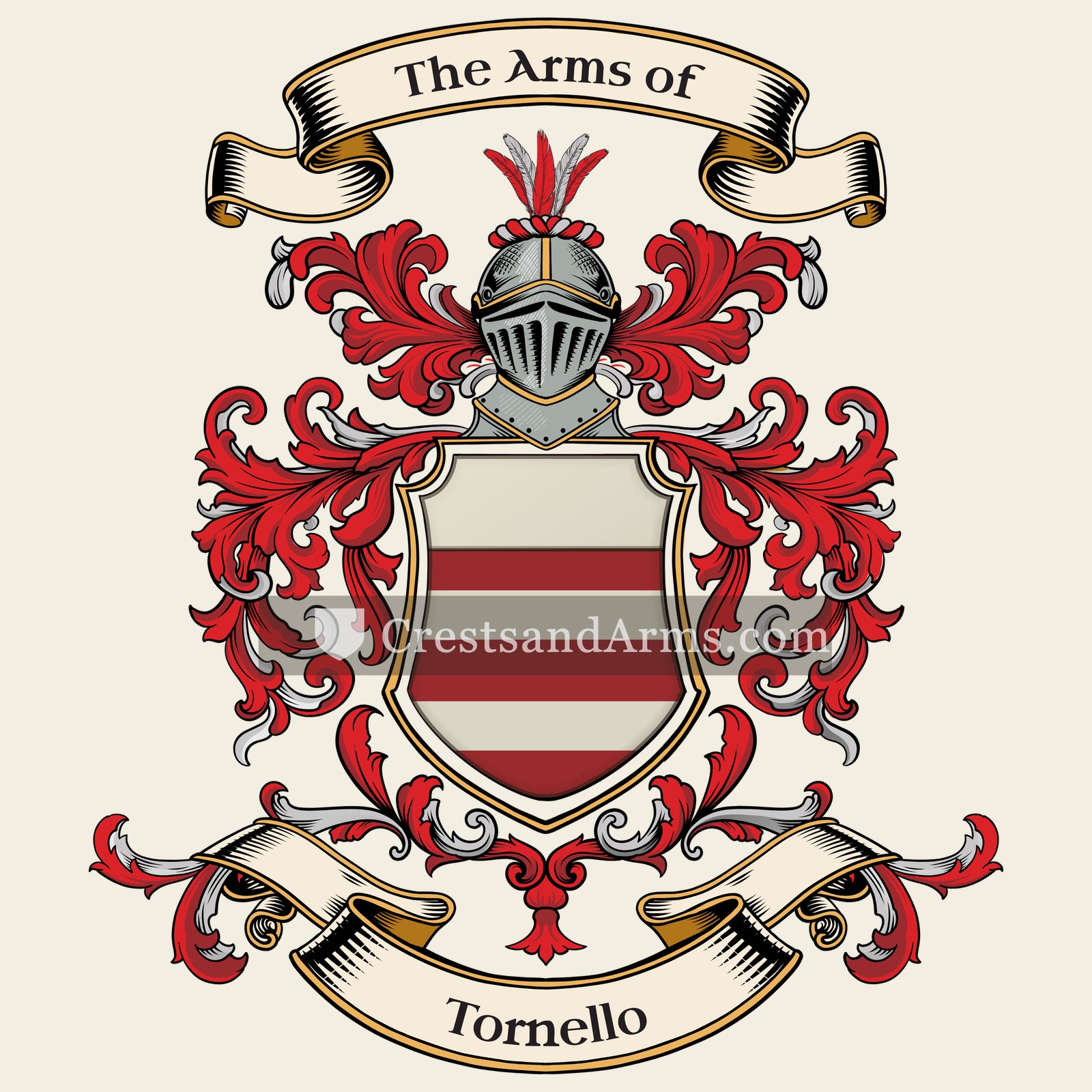 The Tornello coat of arms, drawn from the recorded blazon