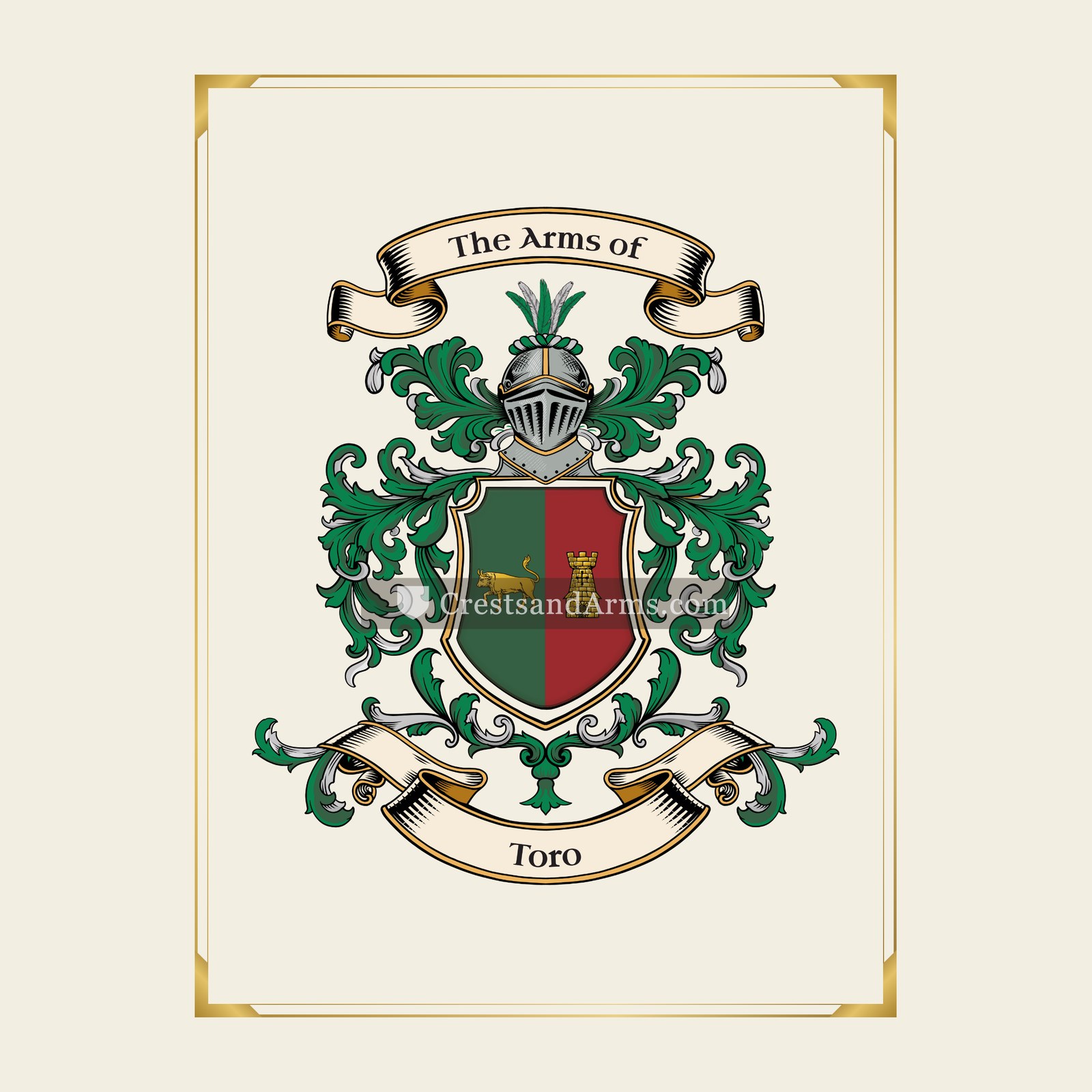 With gold border