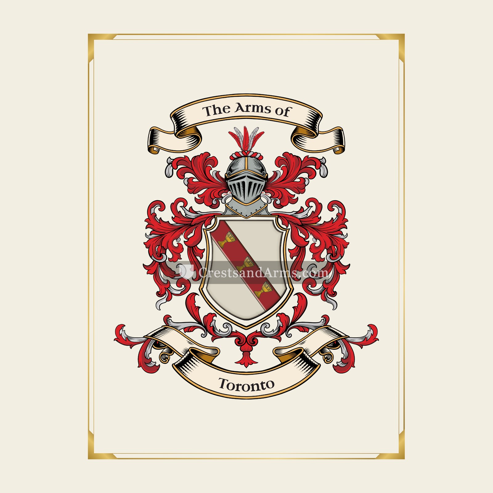 With gold border