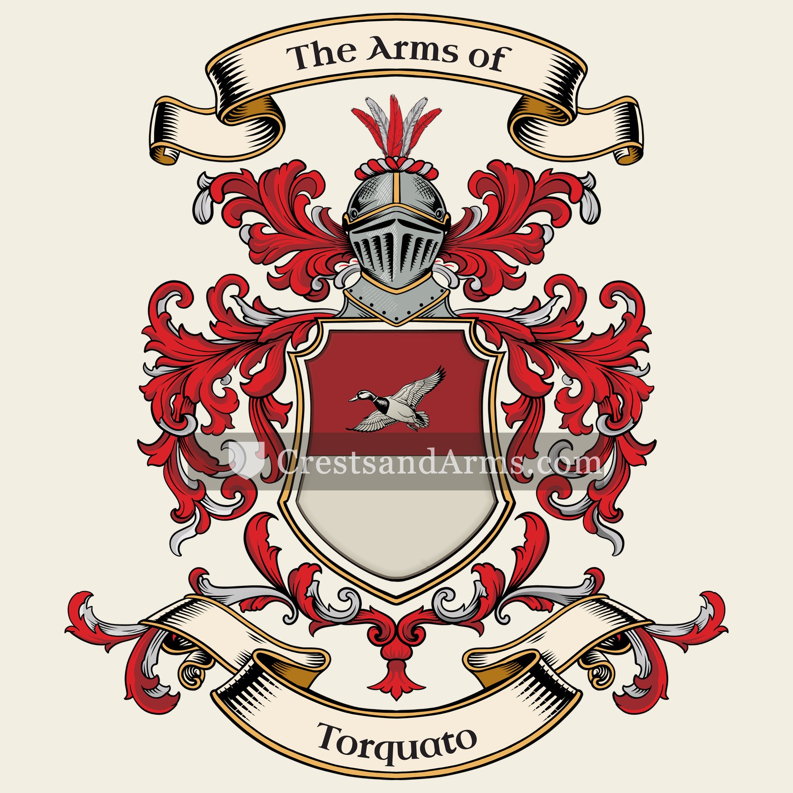 The Torquato coat of arms, drawn from the recorded blazon