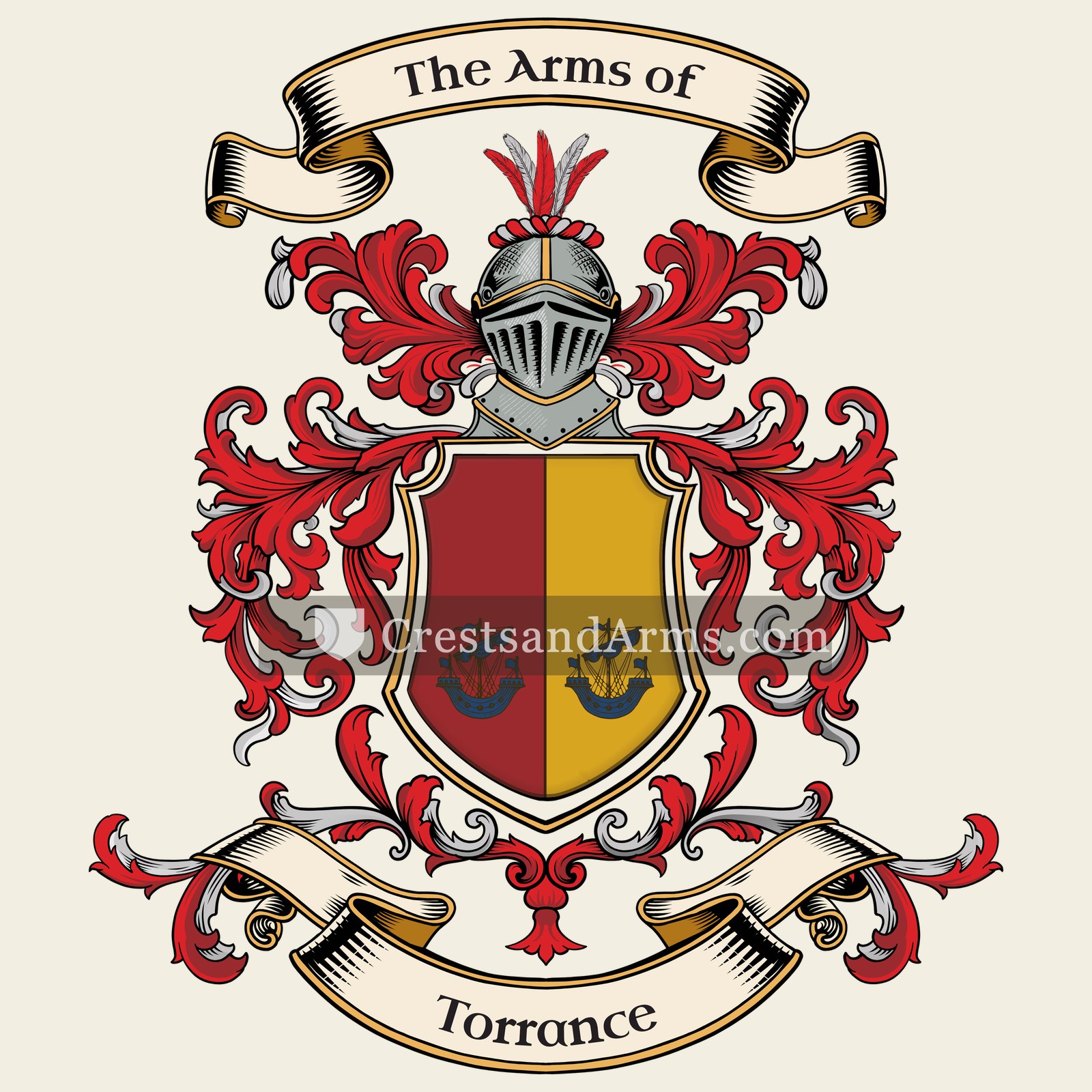The Torrance coat of arms, drawn from the recorded blazon